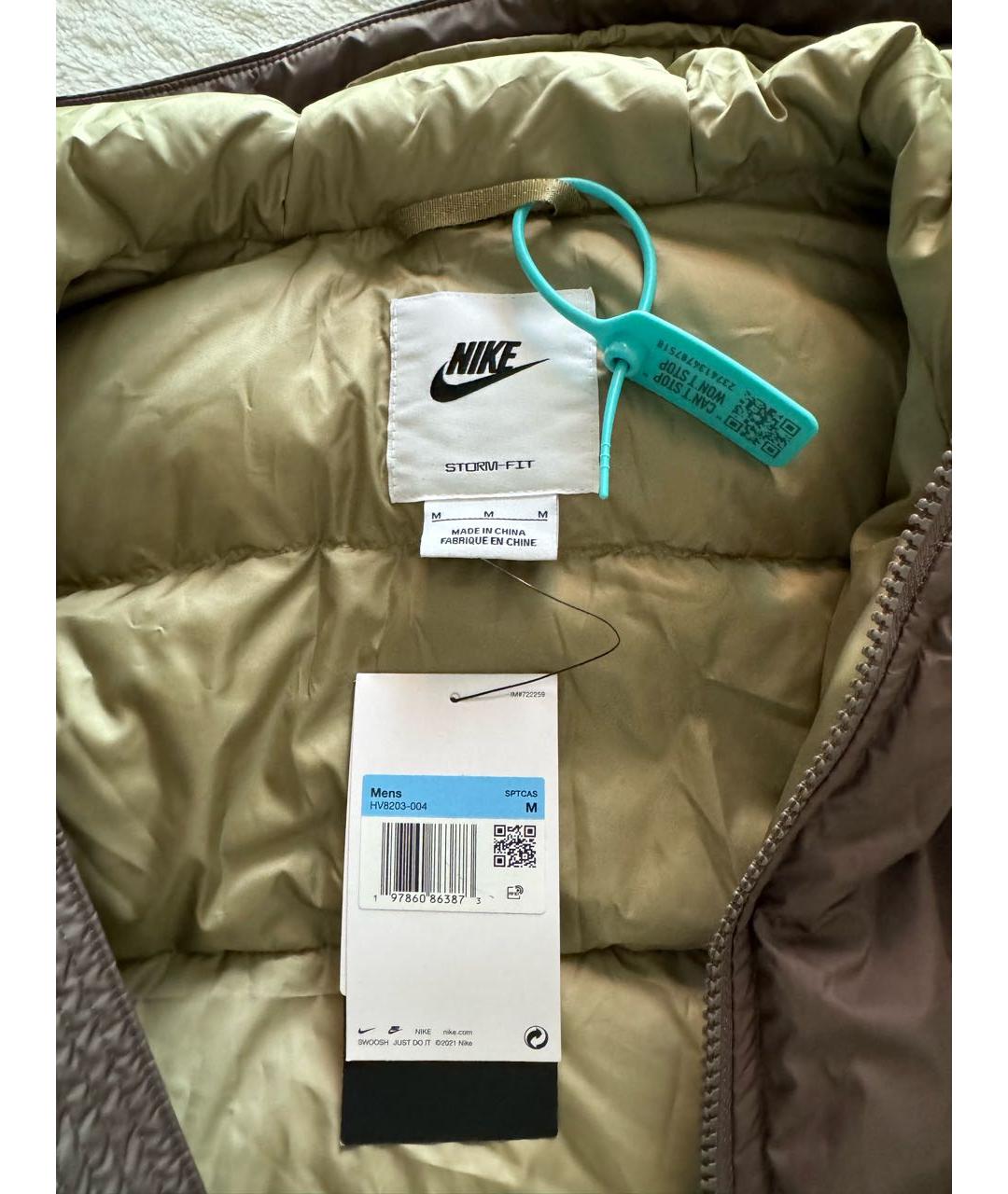 NIKE Коричневый полиэстеровый пуховик, фото 5
