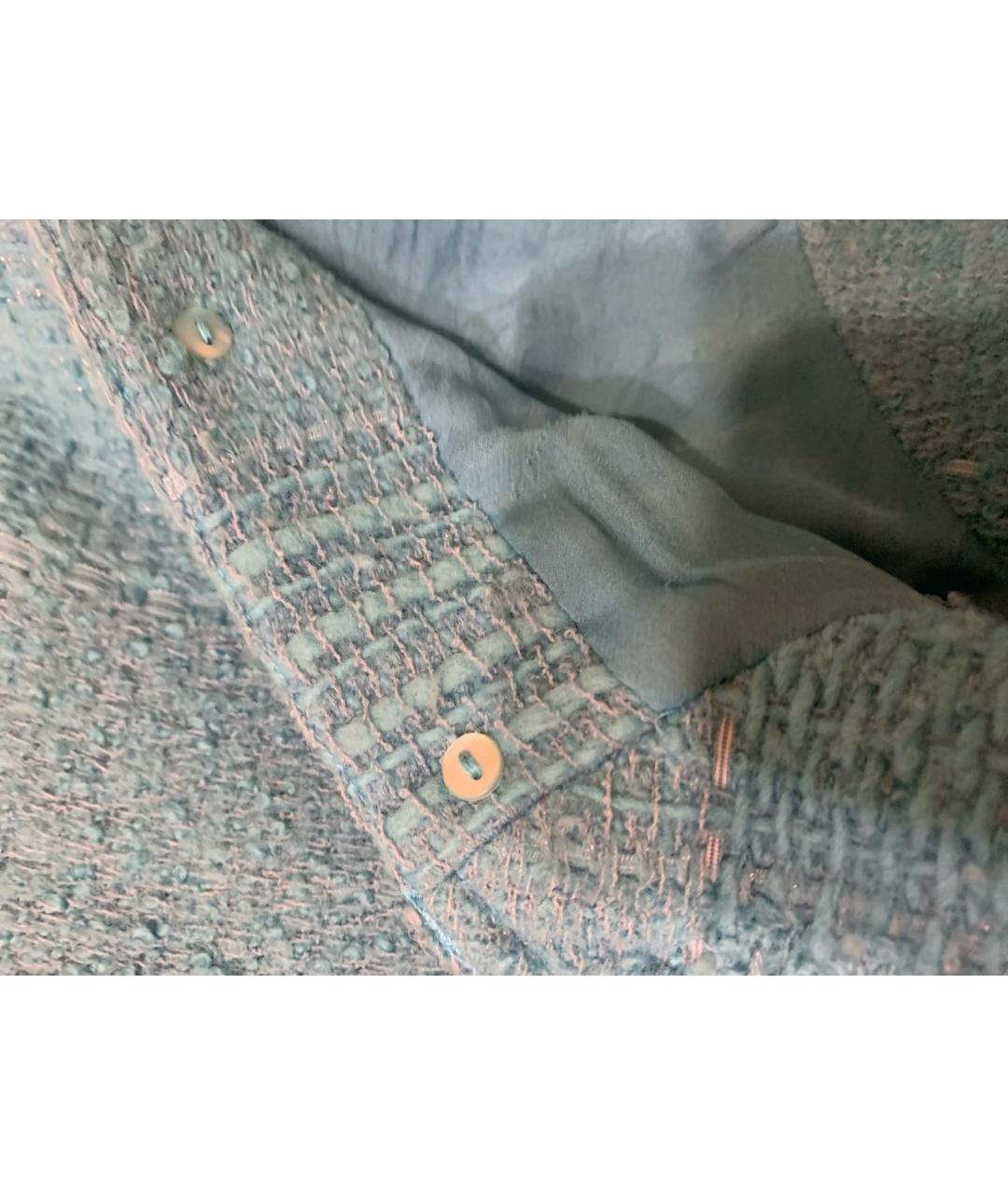 CHANEL Бирюзовое твидовое повседневное платье, фото 8