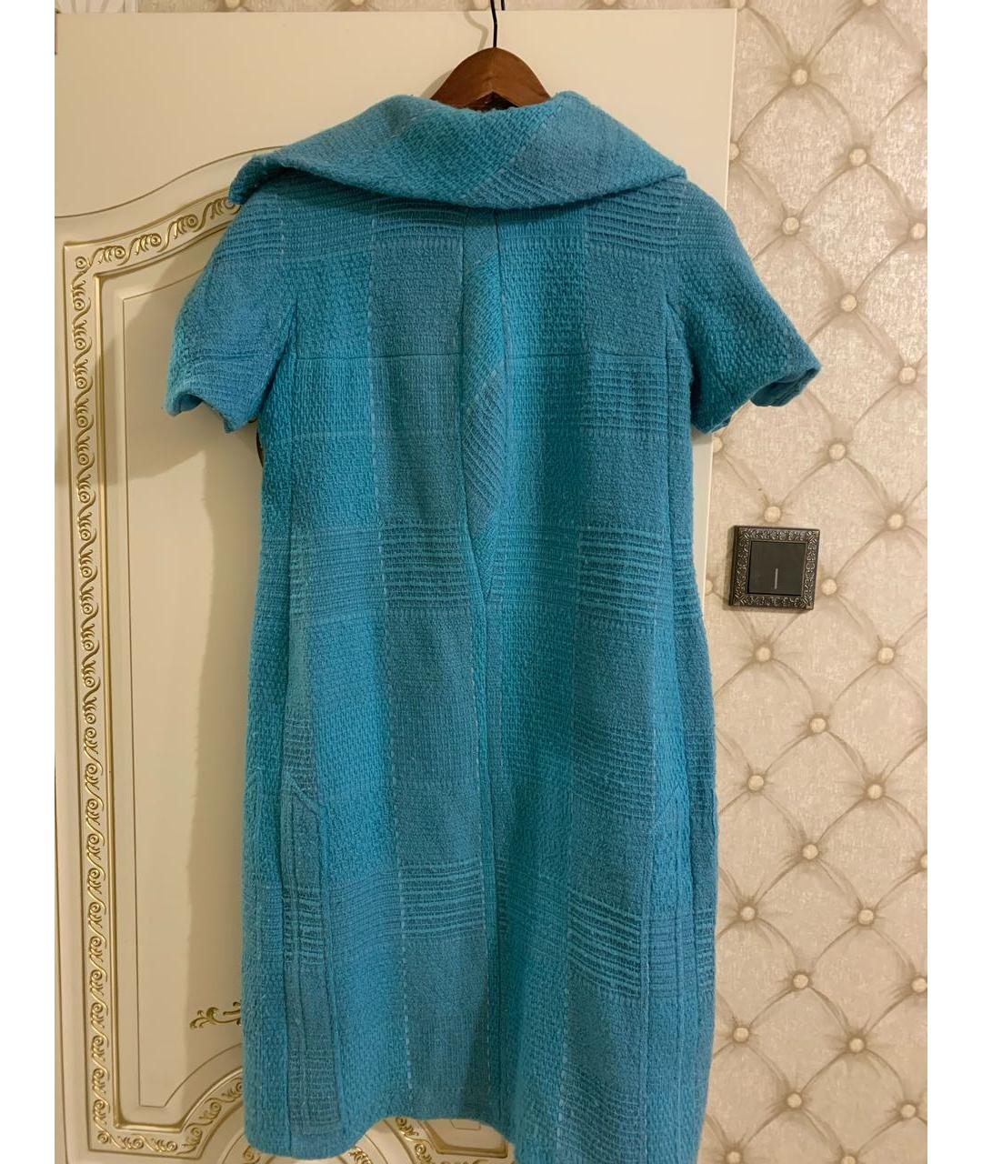 CHANEL Бирюзовое твидовое повседневное платье, фото 2