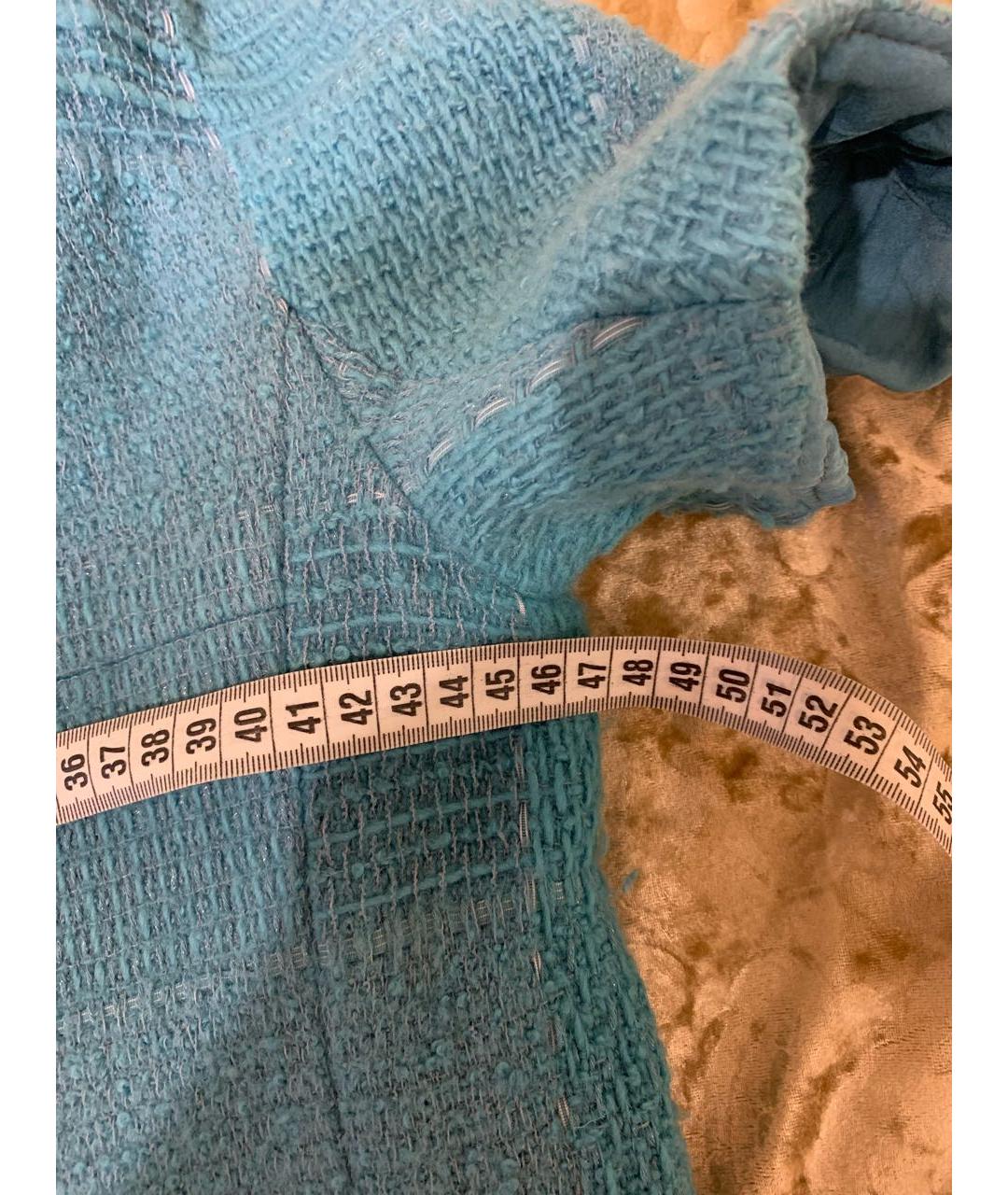 CHANEL Бирюзовое твидовое повседневное платье, фото 6