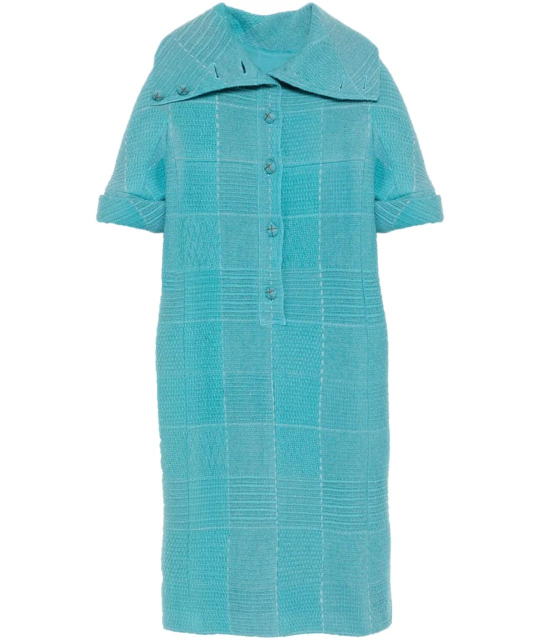 CHANEL Бирюзовое твидовое повседневное платье, фото 1