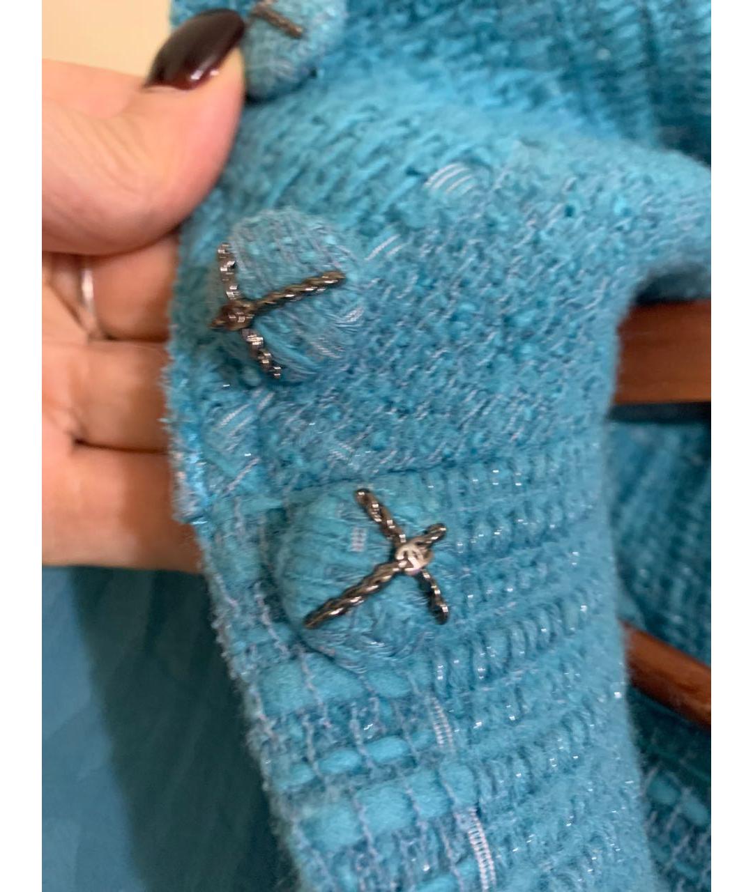 CHANEL Бирюзовое твидовое повседневное платье, фото 4