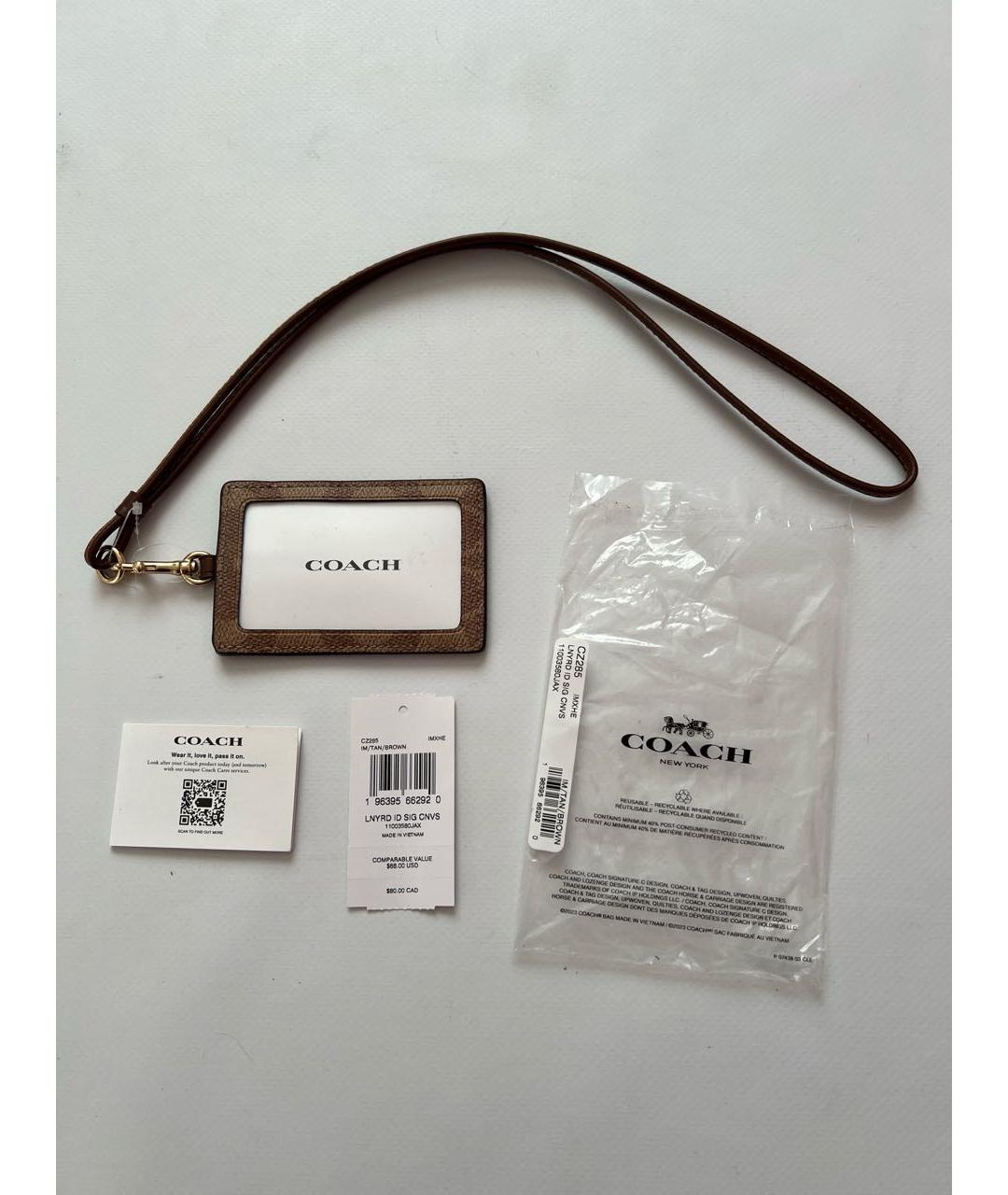 COACH Коричневый кожаный кардхолдер, фото 6