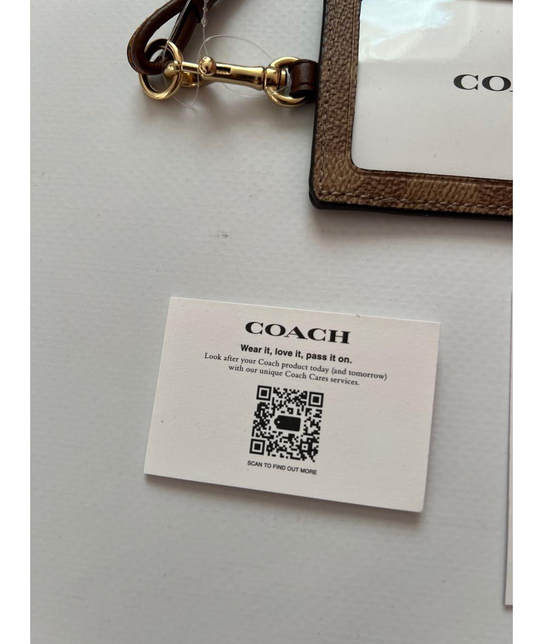 COACH Коричневый кожаный кардхолдер, фото 4