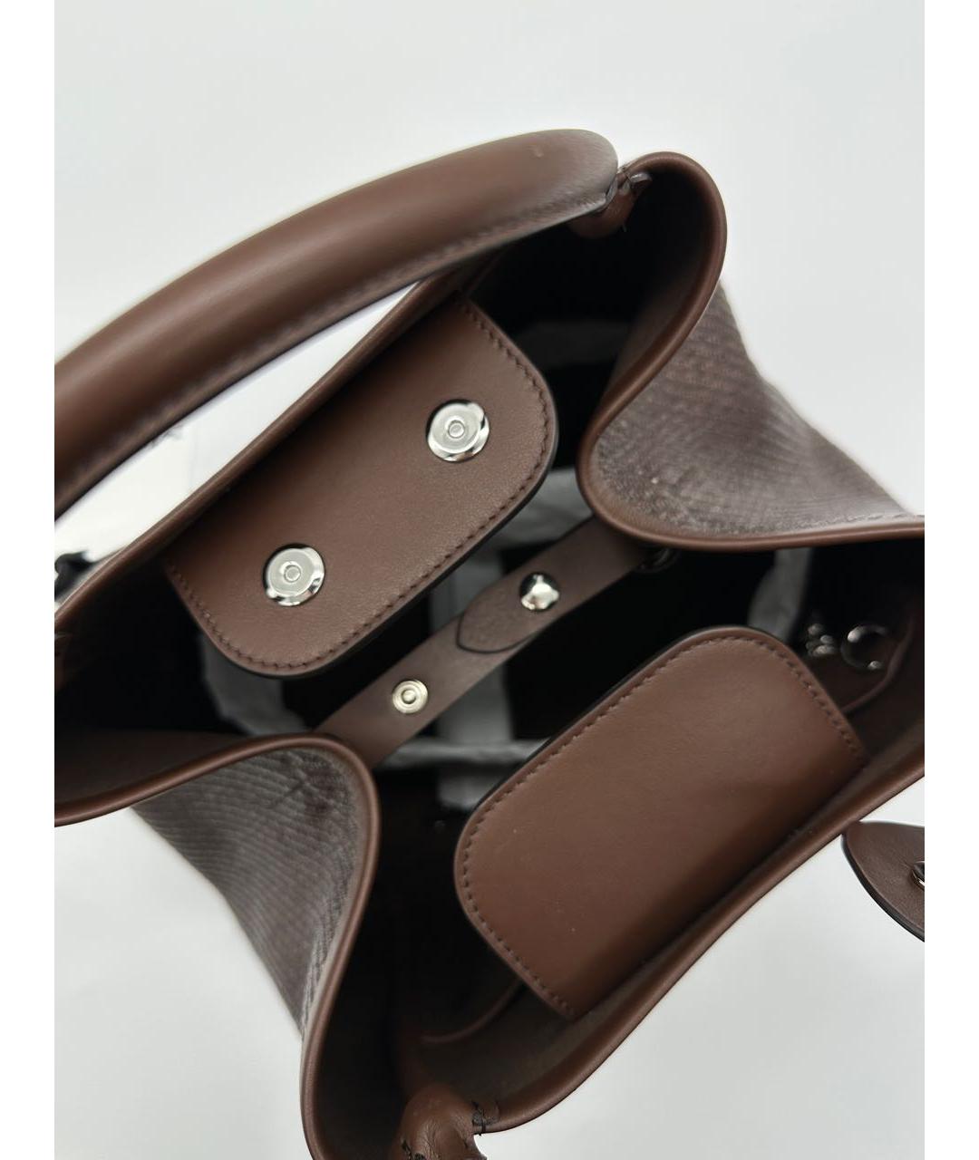 MAX MARA Коричневая тканевая сумка с короткими ручками, фото 4