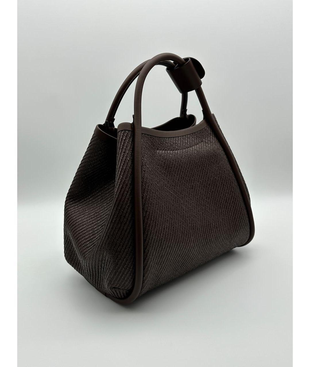 MAX MARA Коричневая тканевая сумка с короткими ручками, фото 6