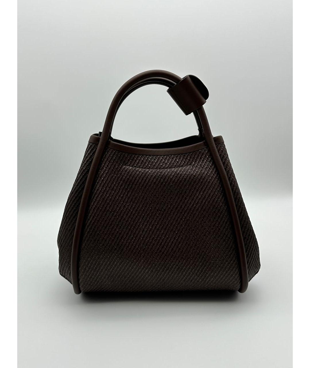 MAX MARA Коричневая тканевая сумка с короткими ручками, фото 3
