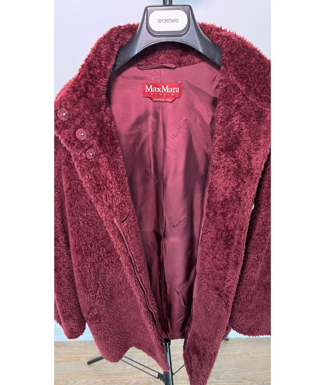 MAX MARA STUDIO Бордовое шерстяное пальто, фото 3