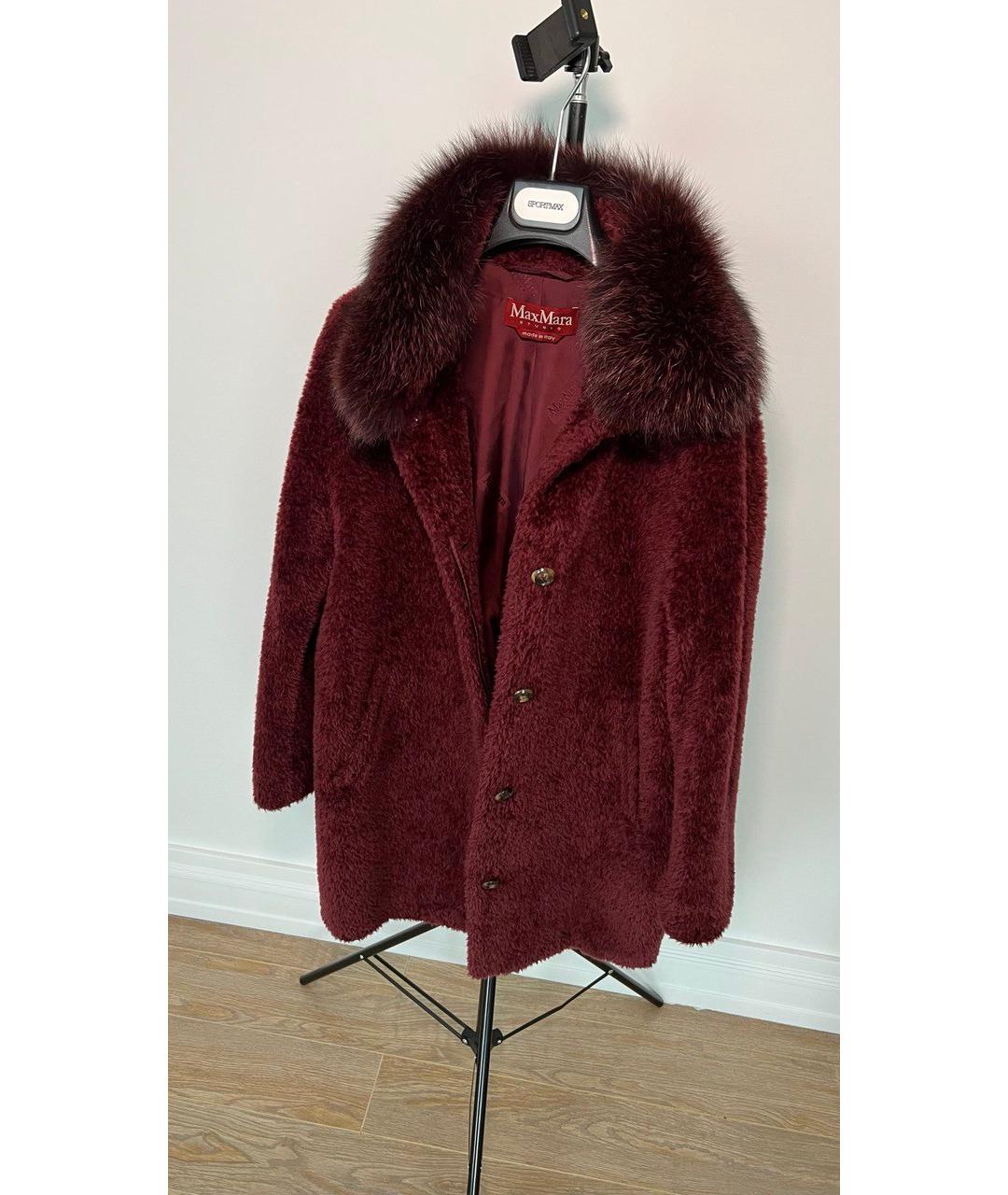 MAX MARA STUDIO Бордовое шерстяное пальто, фото 6