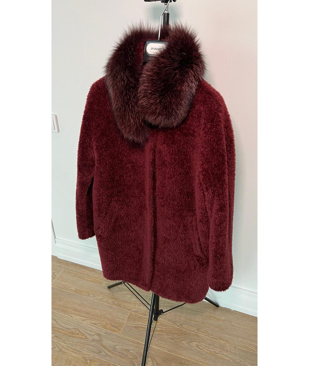 MAX MARA STUDIO Бордовое шерстяное пальто, фото 5