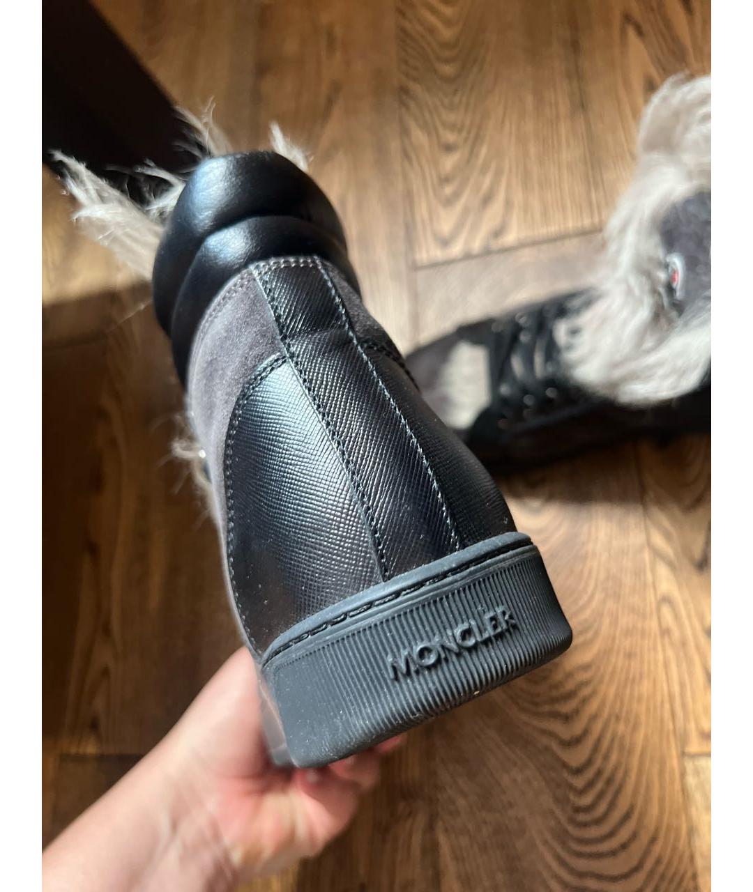 MONCLER Черные замшевые кеды, фото 3