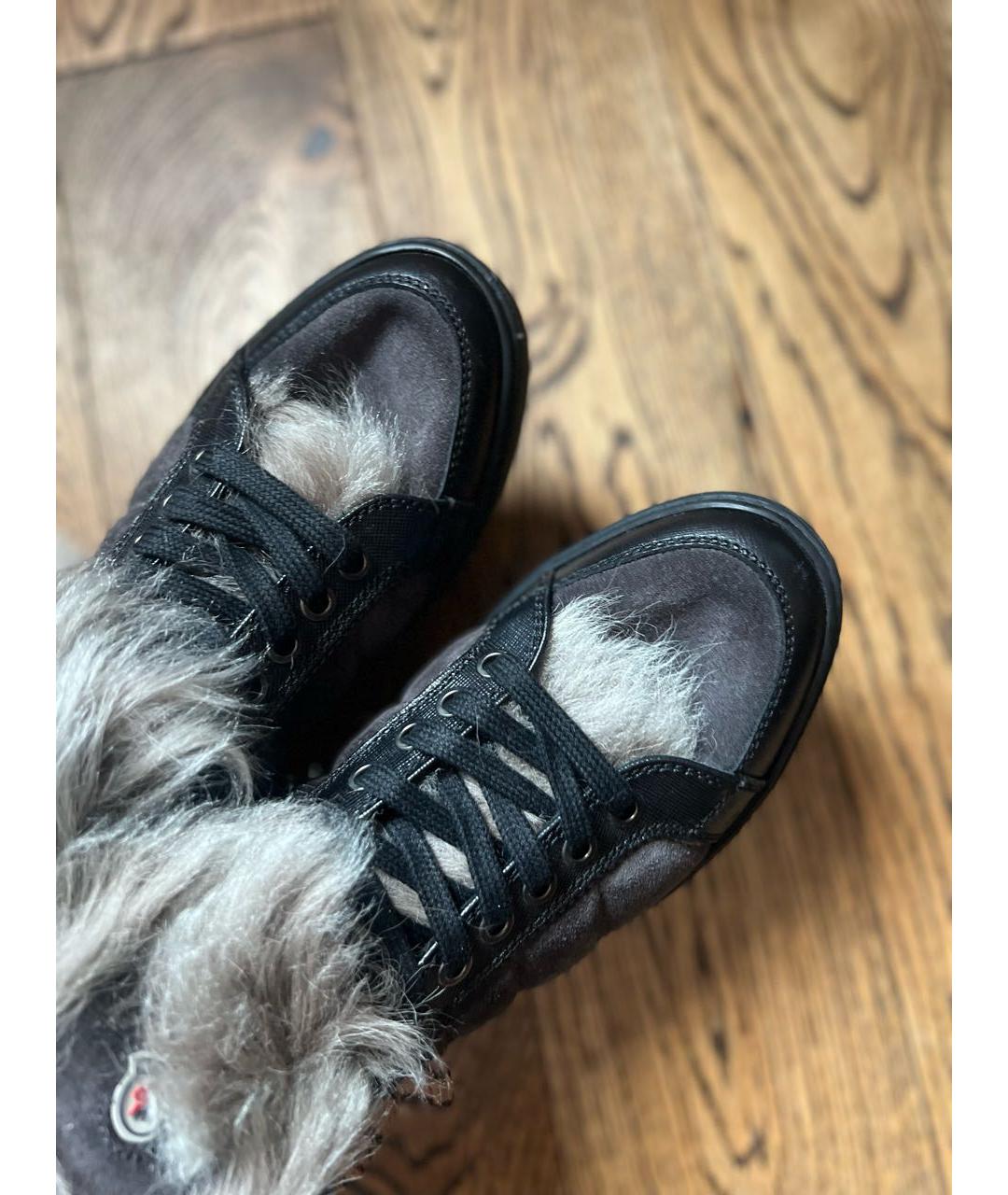 MONCLER Черные замшевые кеды, фото 6