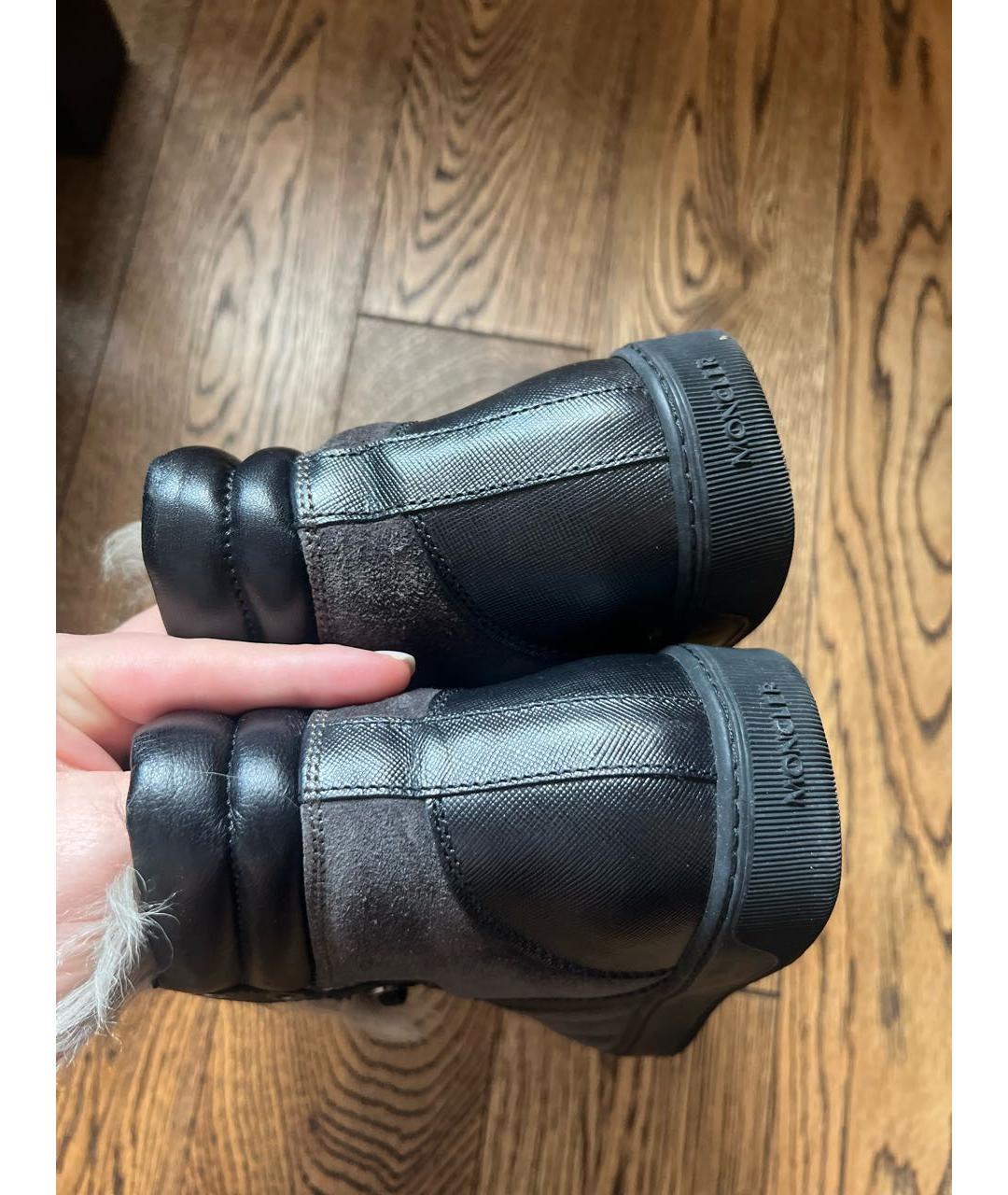 MONCLER Черные замшевые кеды, фото 5