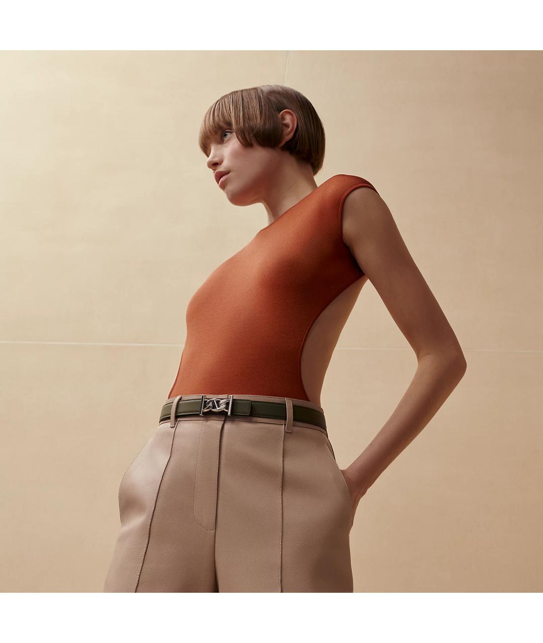 HERMES Черный кожаный ремень, фото 3