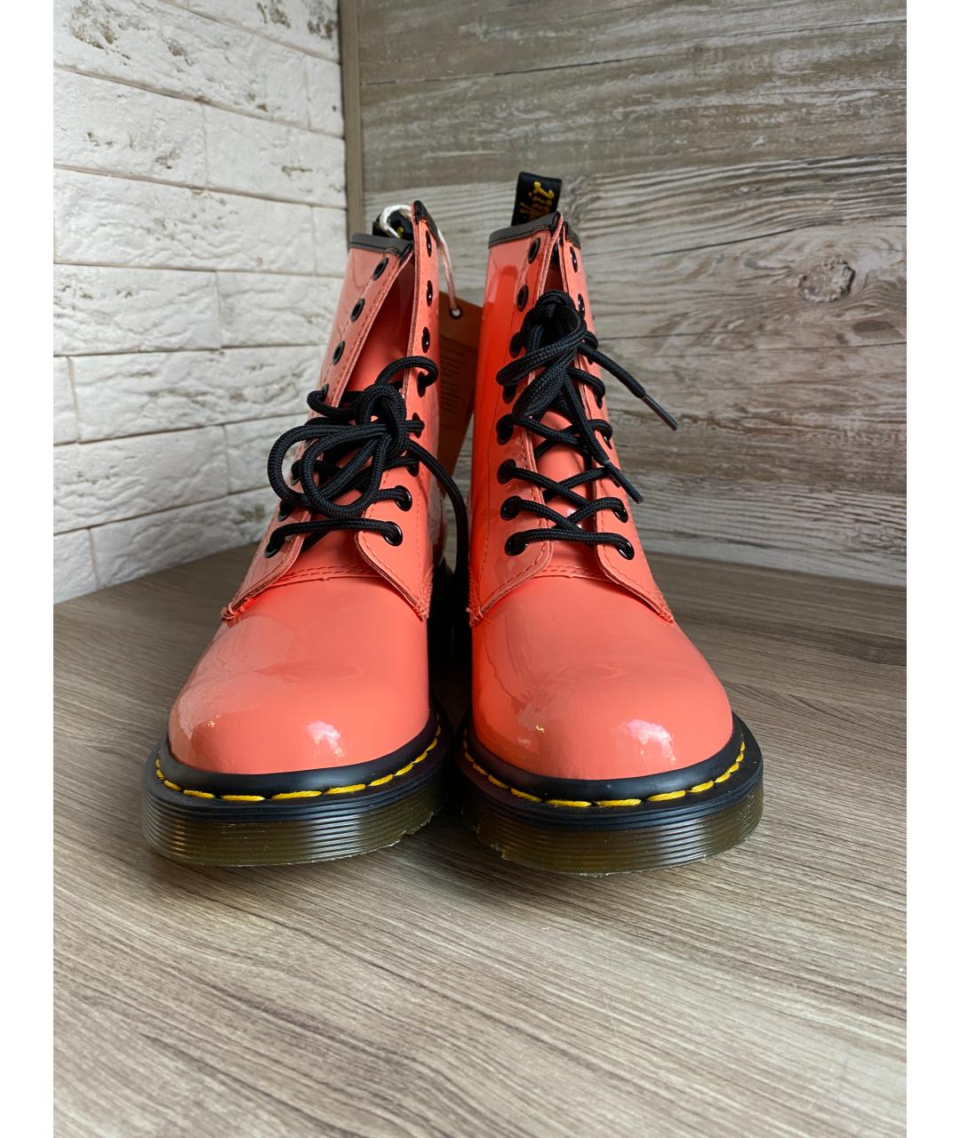 DR. MARTENS Коралловые ботинки из лакированной кожи, фото 2