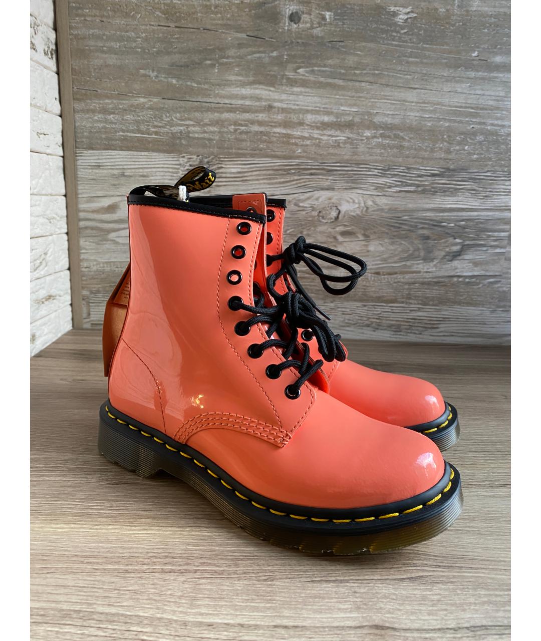 DR. MARTENS Коралловые ботинки из лакированной кожи, фото 6