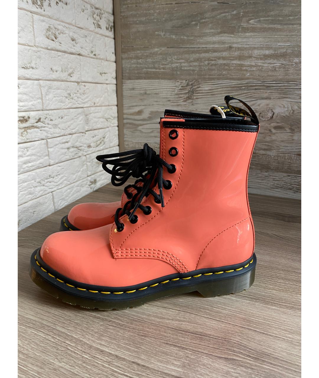 DR. MARTENS Коралловые ботинки из лакированной кожи, фото 10
