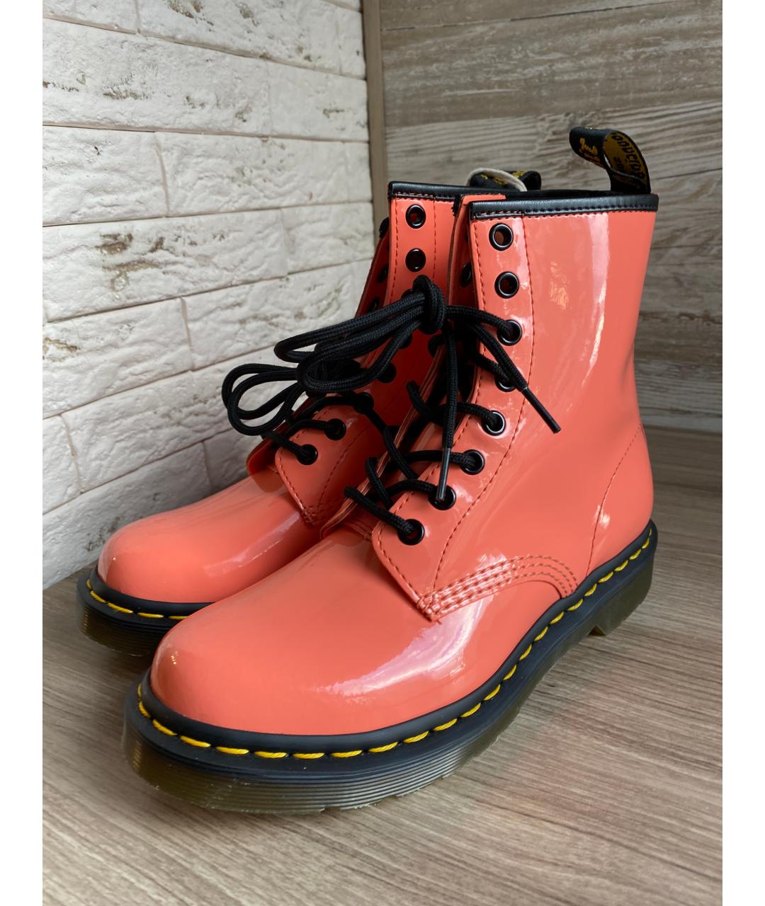 DR. MARTENS Коралловые ботинки из лакированной кожи, фото 3