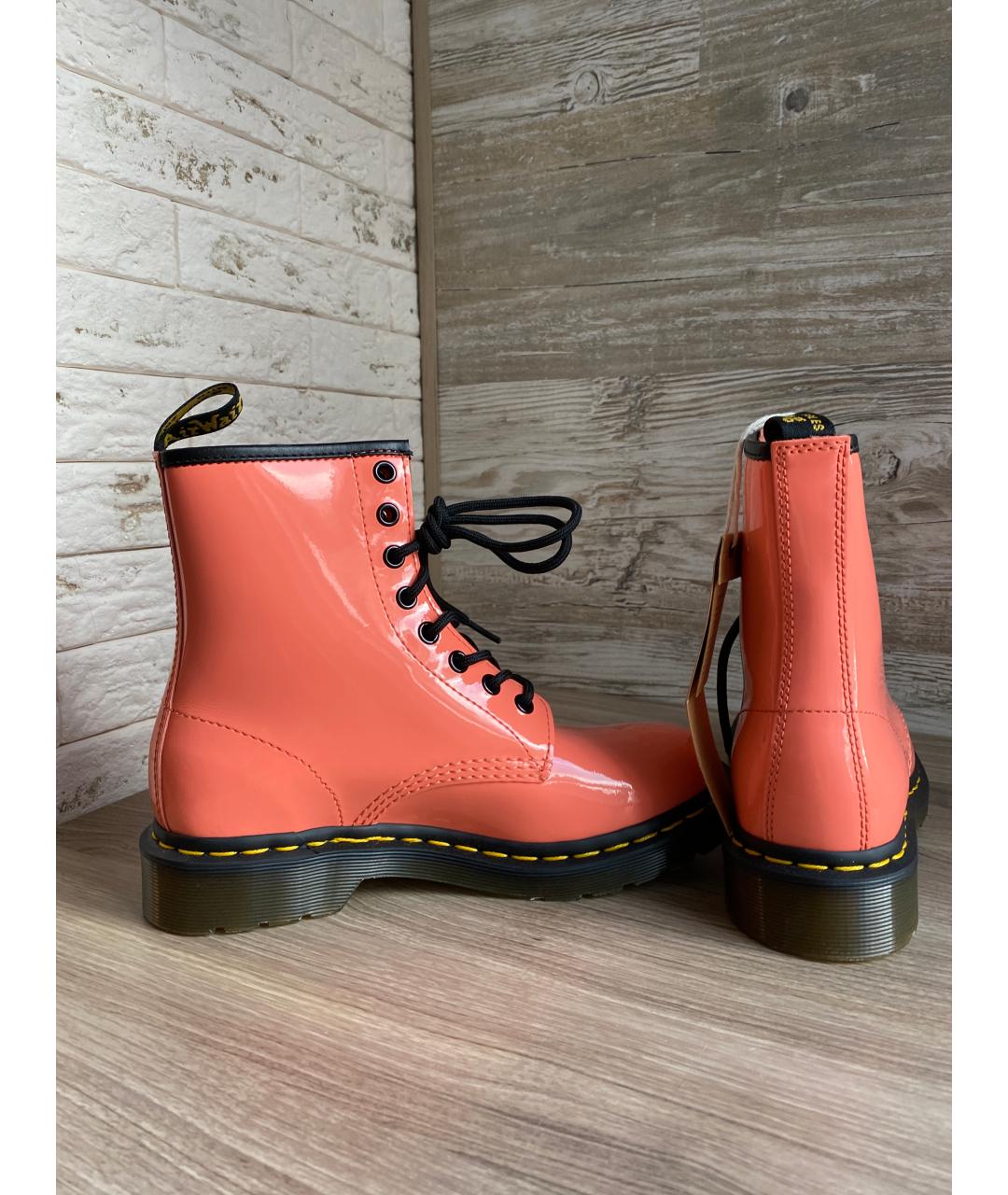 DR. MARTENS Коралловые ботинки из лакированной кожи, фото 7