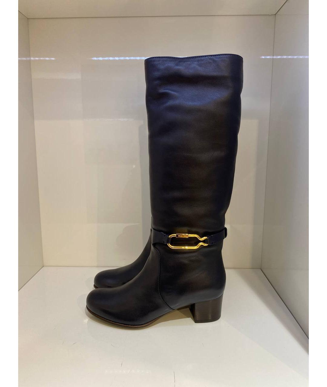 SERGIO ROSSI Черные кожаные сапоги, фото 4