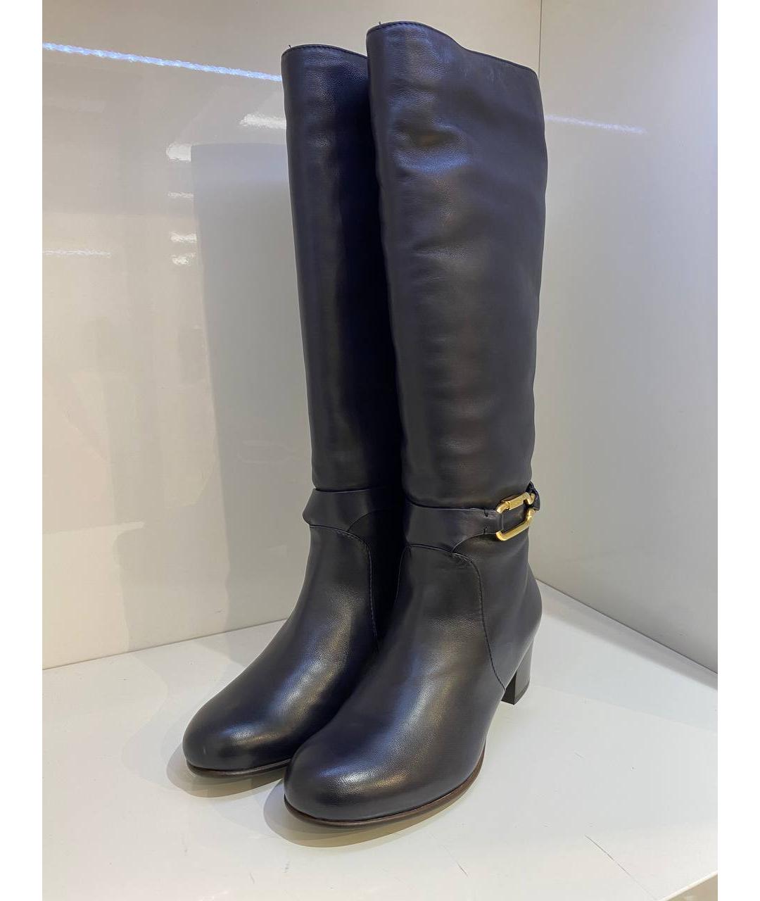 SERGIO ROSSI Черные кожаные сапоги, фото 2