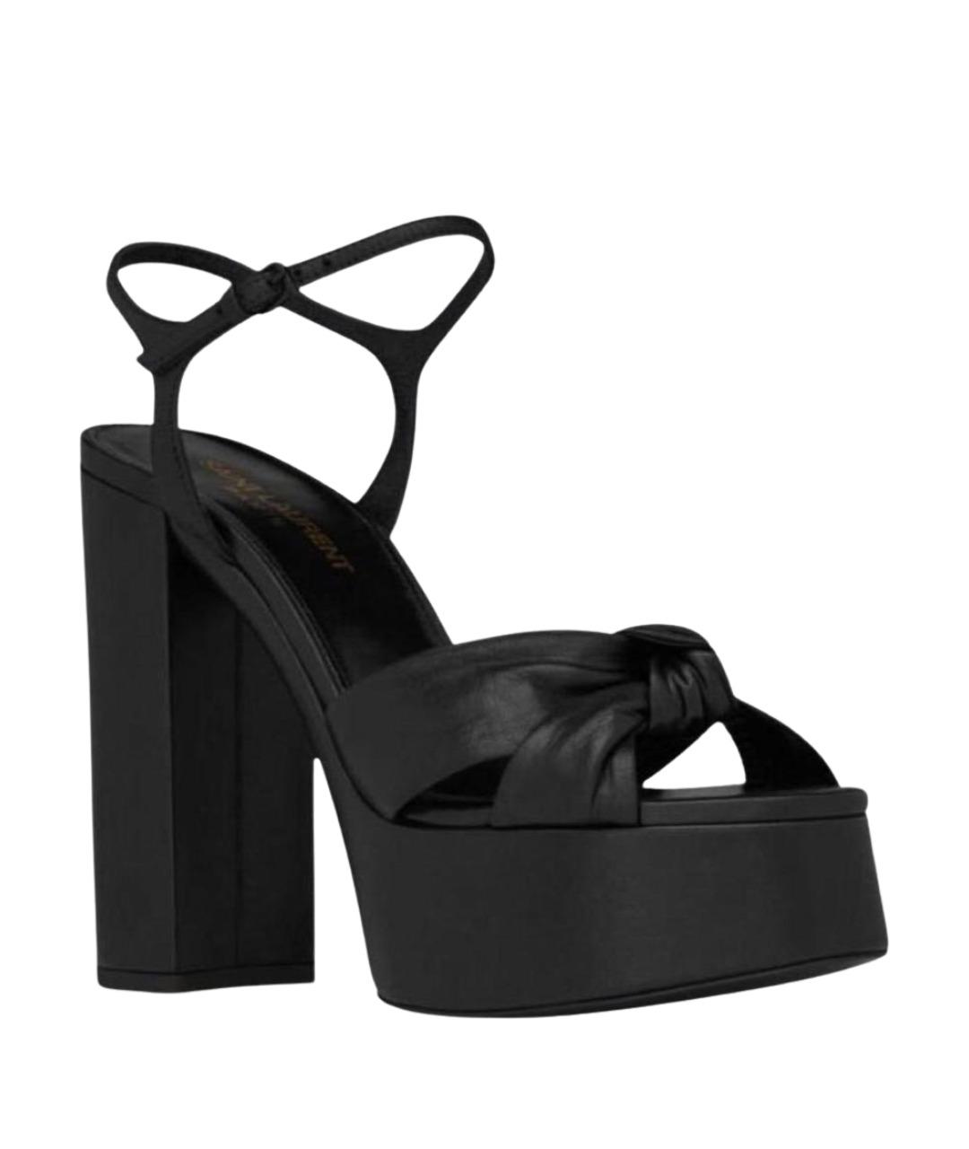 SAINT LAURENT Черные кожаные босоножки, фото 1