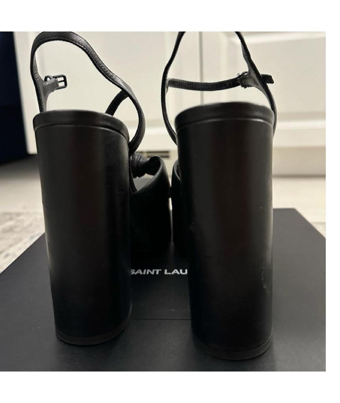 SAINT LAURENT Черные кожаные босоножки, фото 4