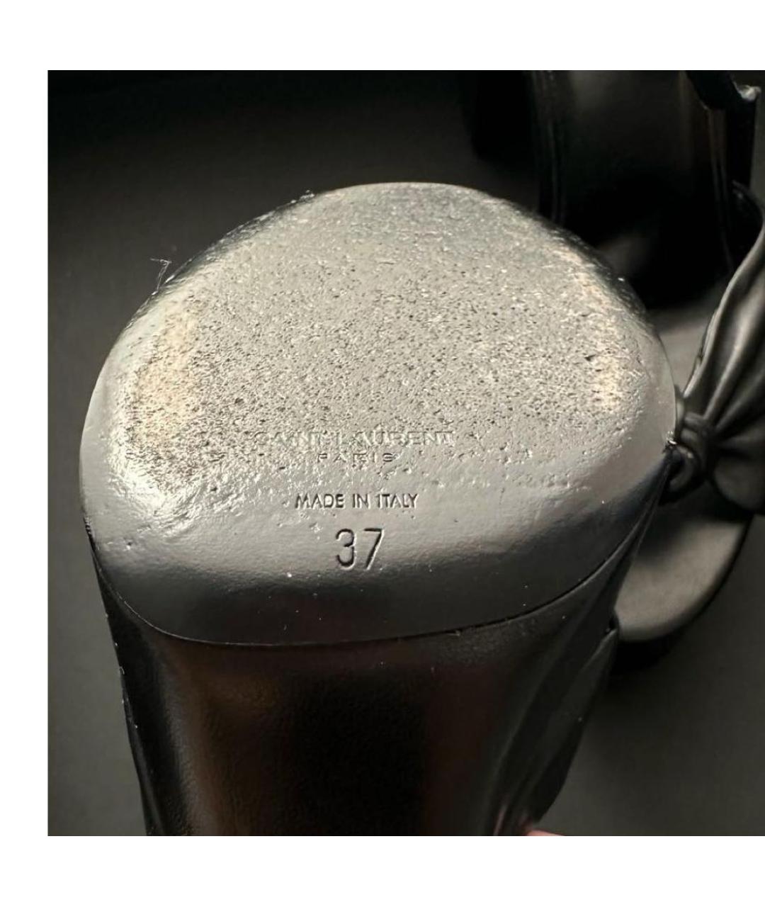 SAINT LAURENT Черные кожаные босоножки, фото 6