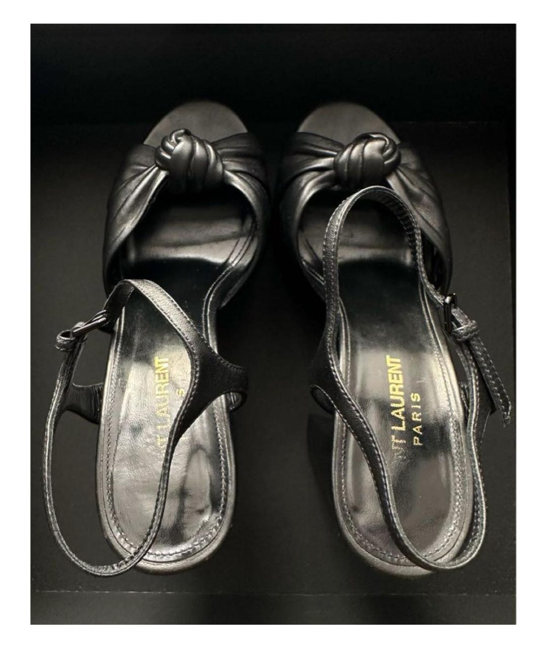 SAINT LAURENT Черные кожаные босоножки, фото 3