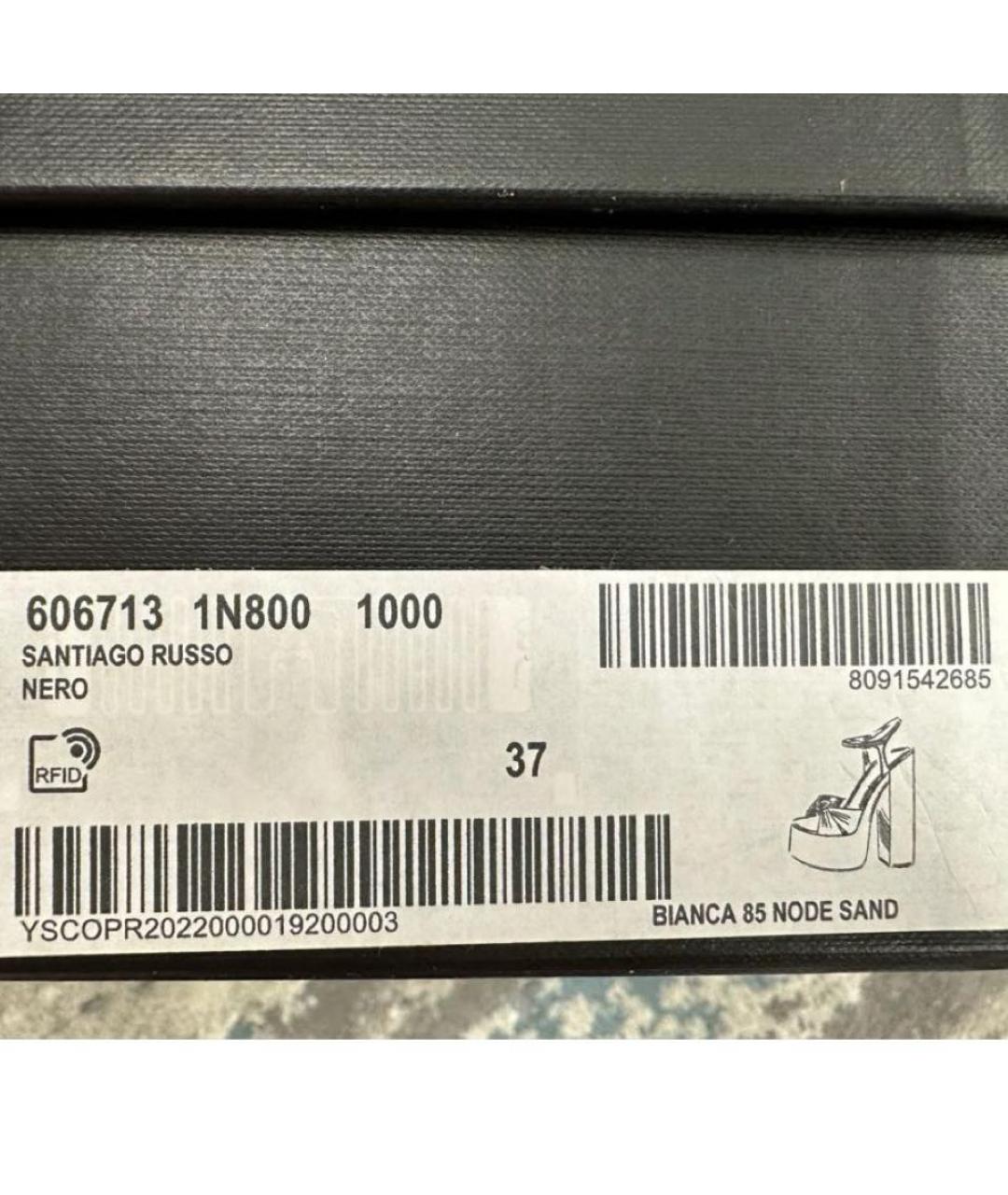 SAINT LAURENT Черные кожаные босоножки, фото 5