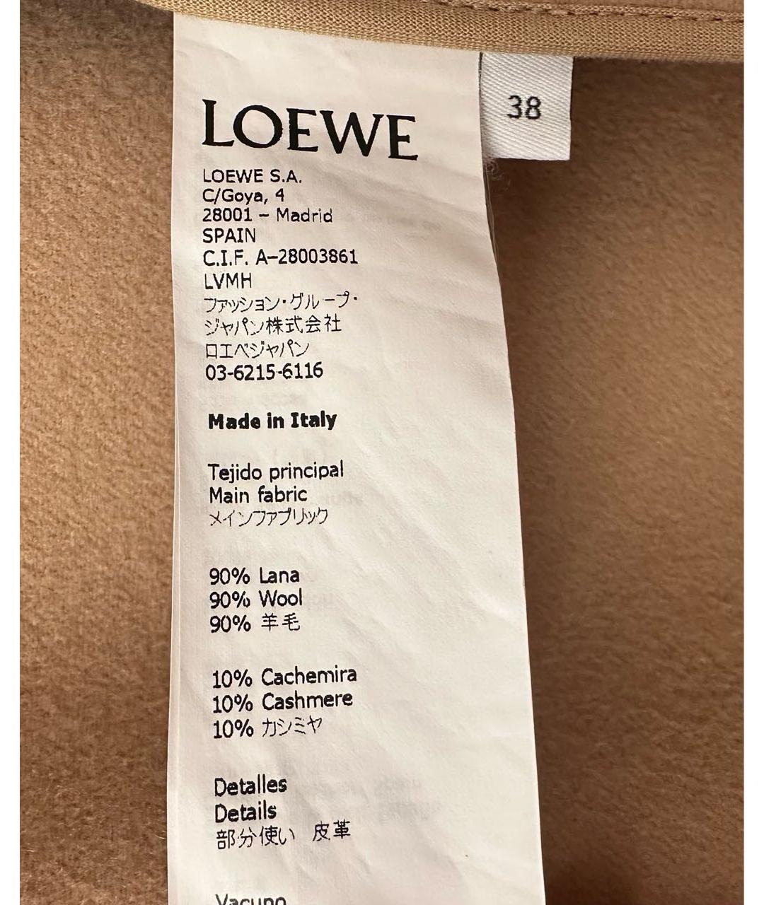 LOEWE Коричневое шерстяное пальто, фото 7