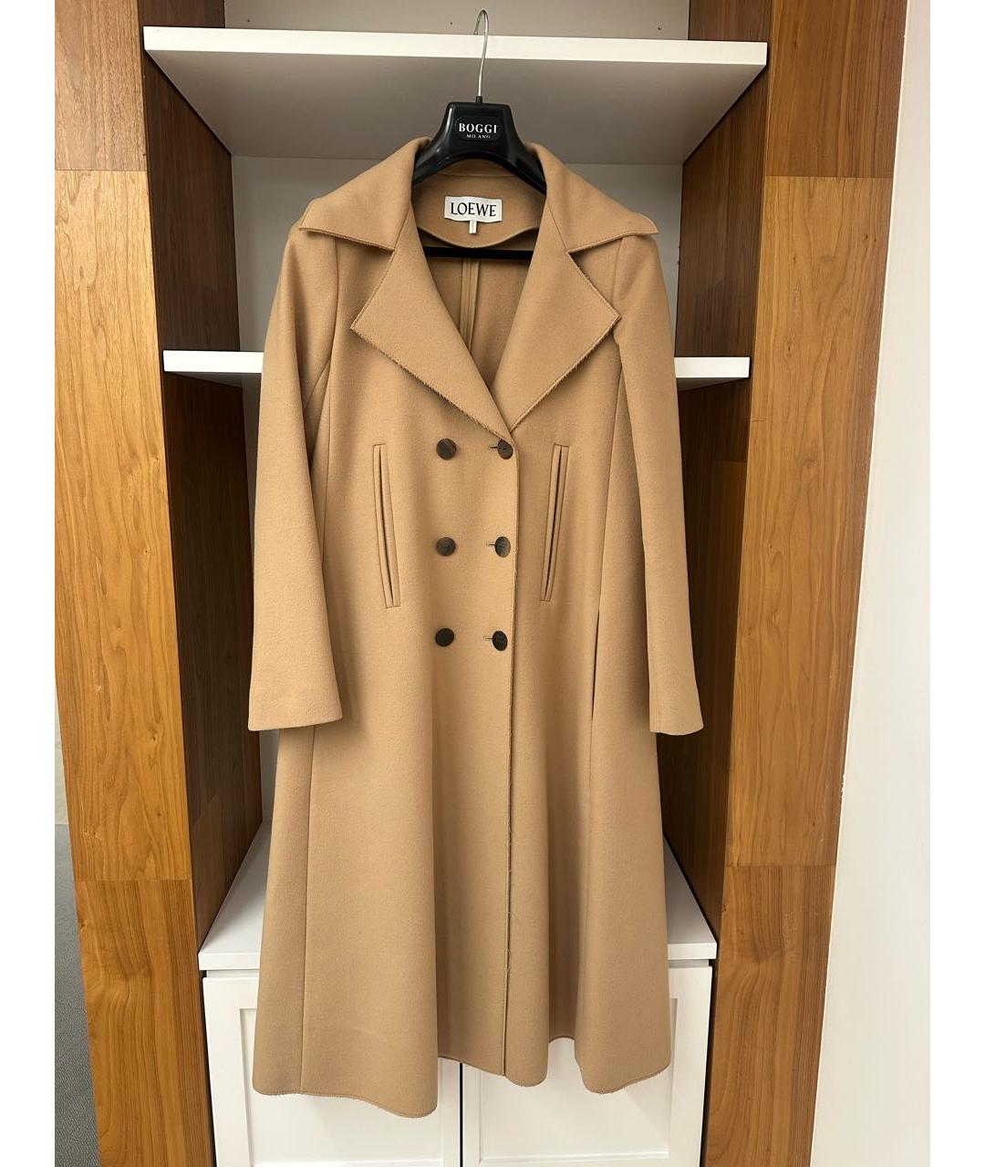 LOEWE Коричневое шерстяное пальто, фото 9