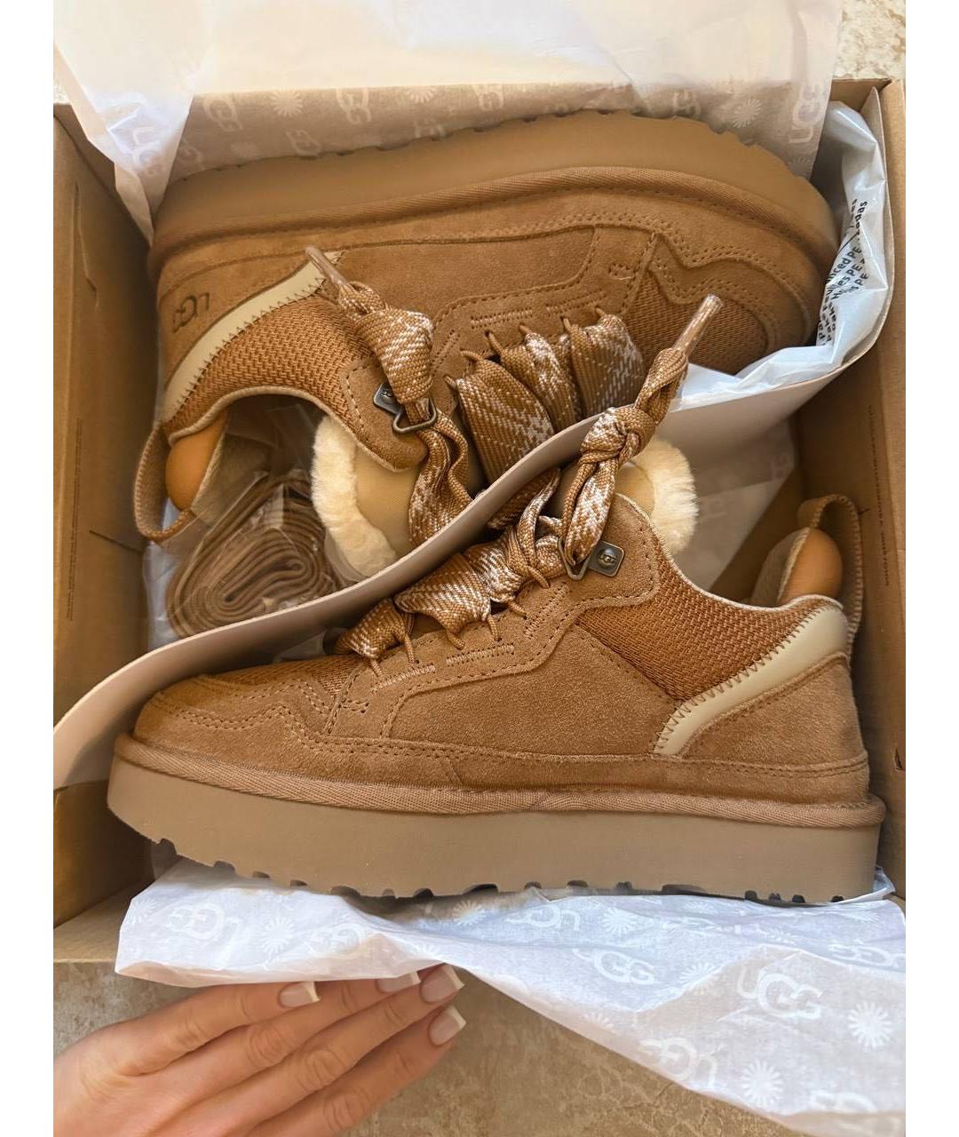 UGG AUSTRALIA Коричневые замшевые кроссовки, фото 5