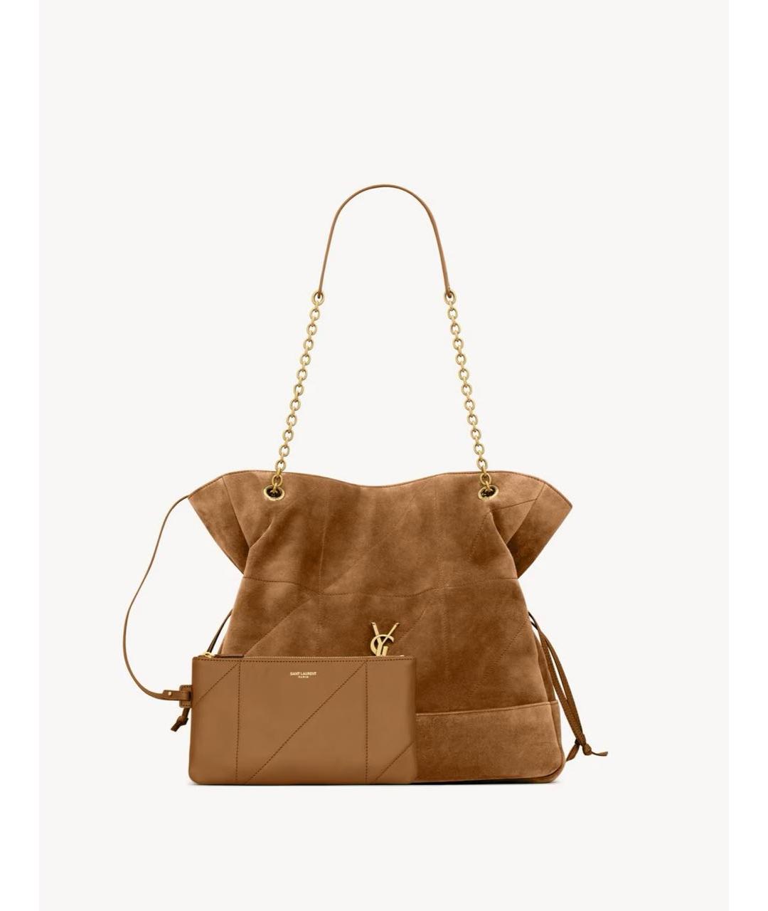SAINT LAURENT Коричневая замшевая сумка через плечо, фото 3