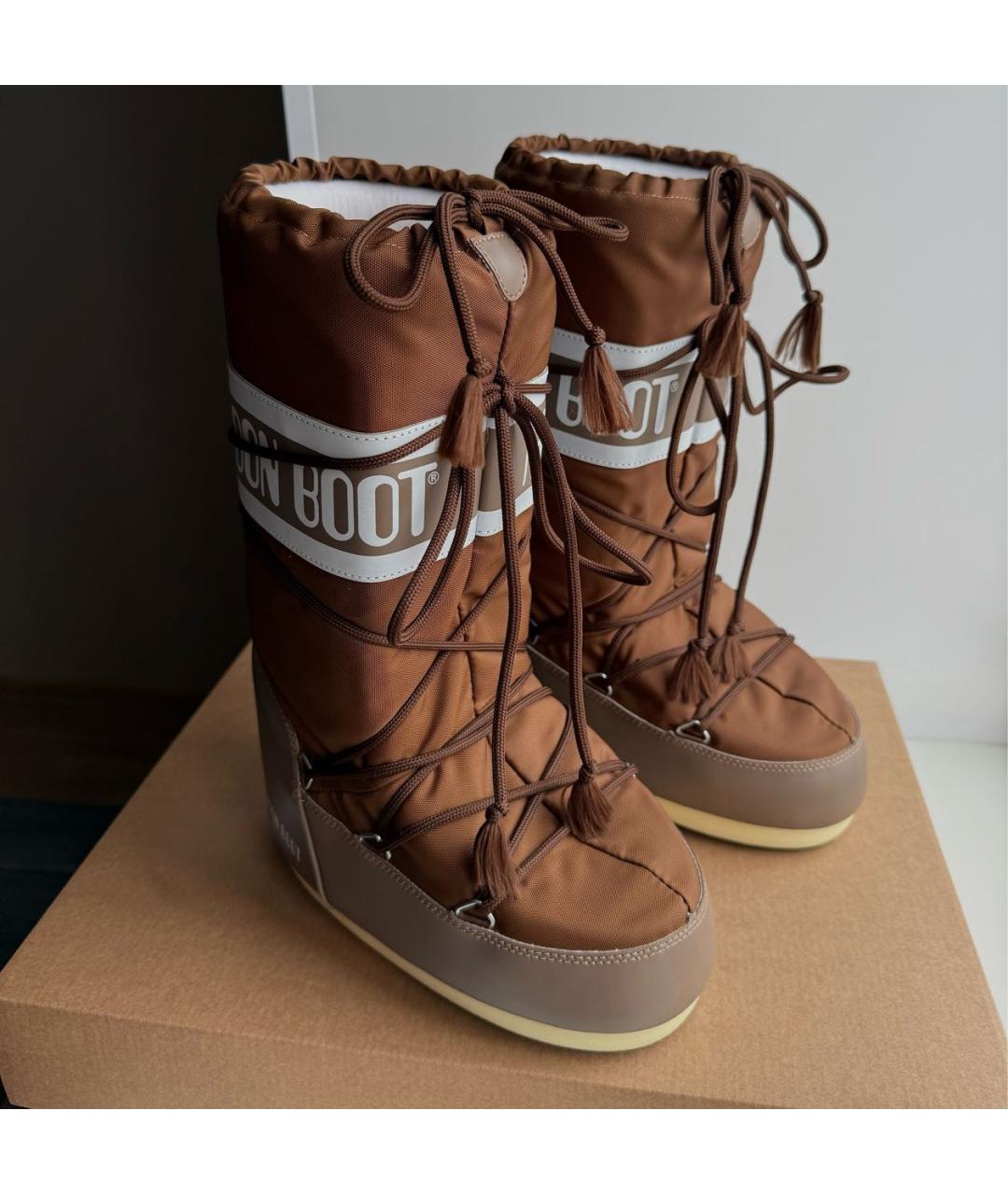 MOON BOOT Коричневые текстильные сапоги, фото 5