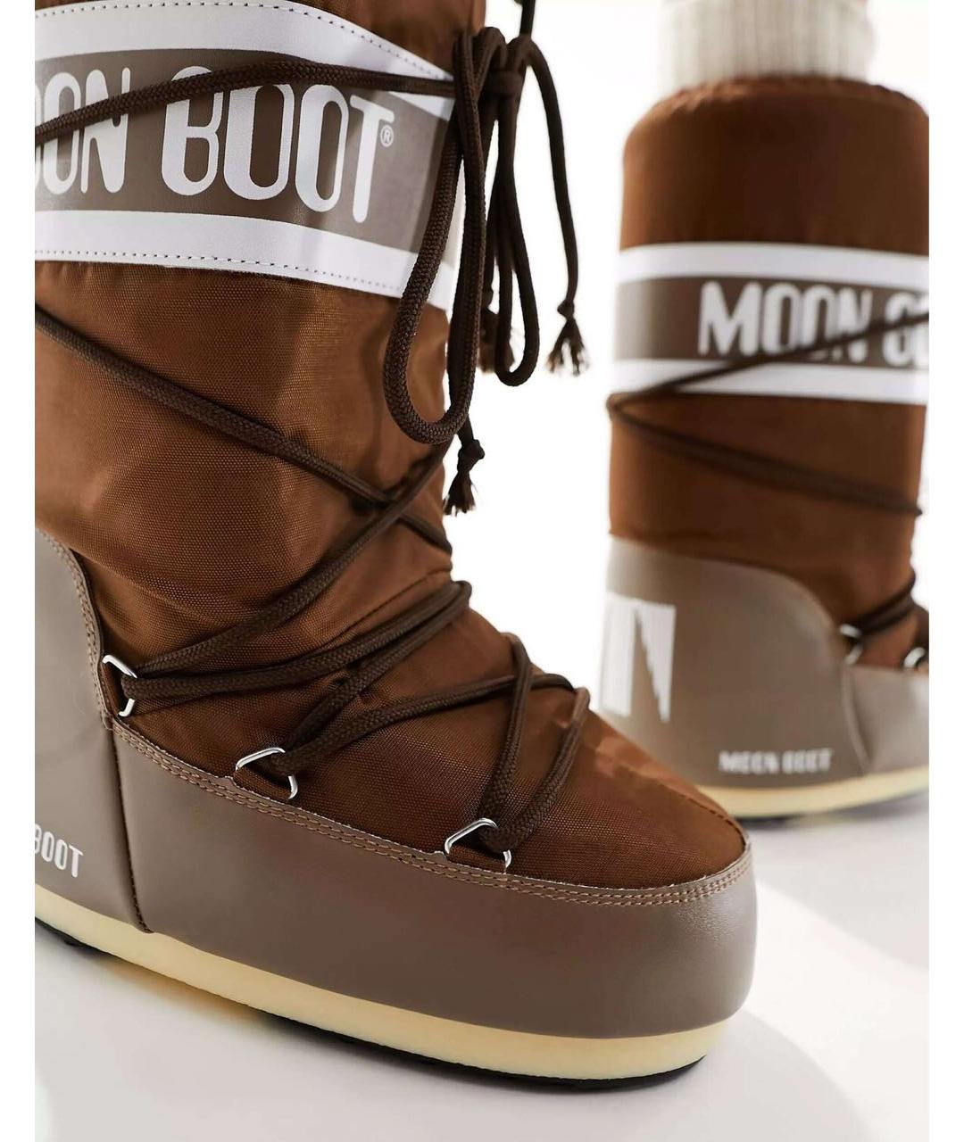 MOON BOOT Коричневые текстильные сапоги, фото 2