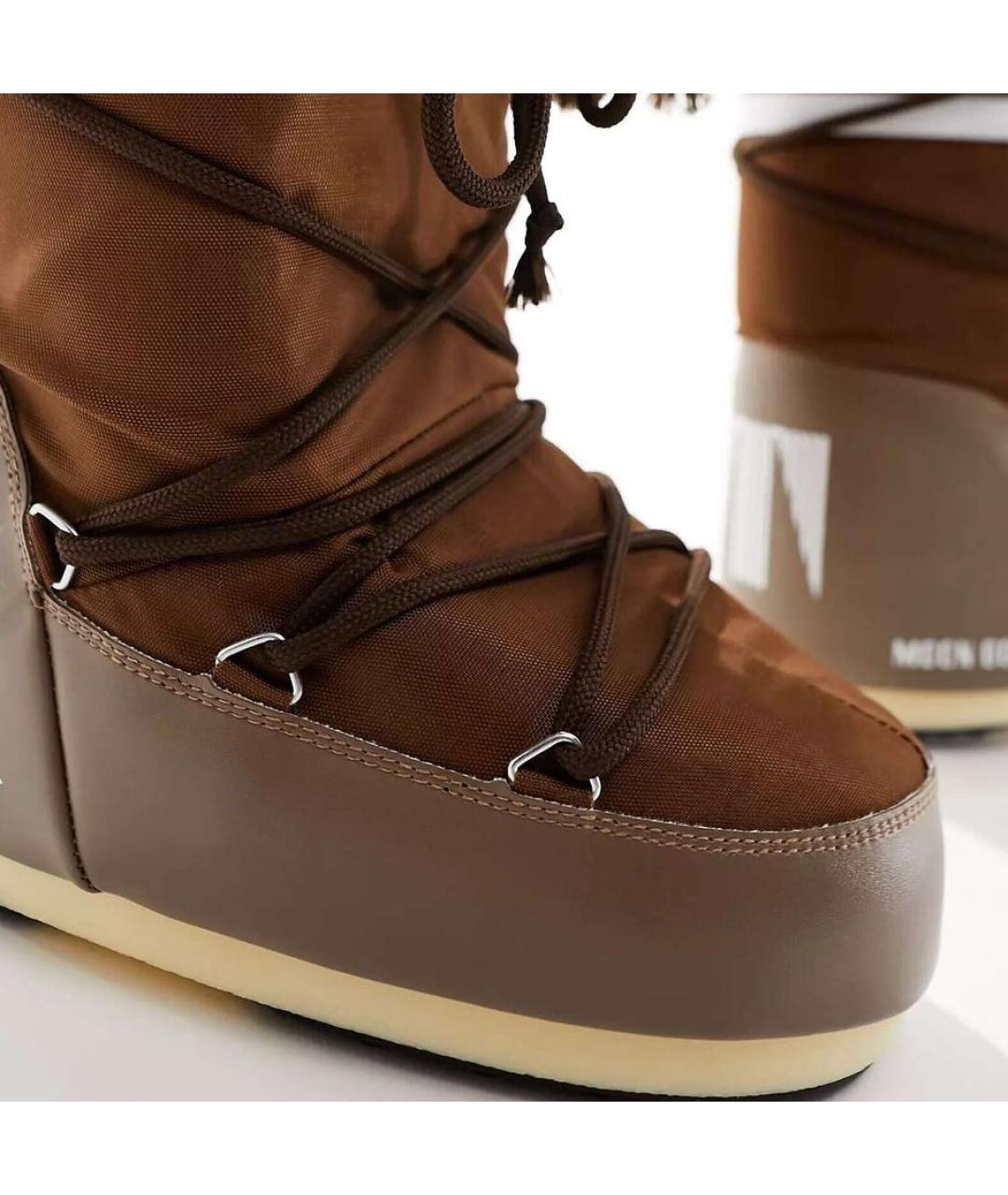 MOON BOOT Коричневые текстильные сапоги, фото 3