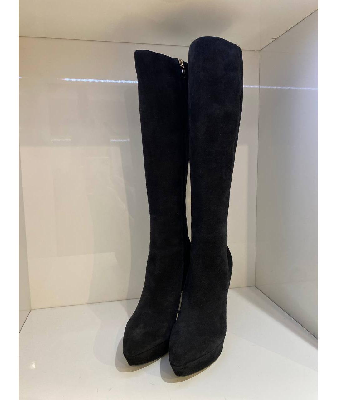 SERGIO ROSSI Черные замшевые сапоги, фото 2