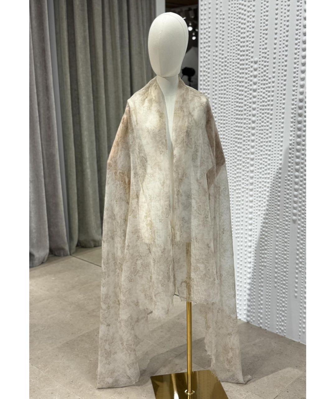 BRUNELLO CUCINELLI Бежевый кашемировый платок, фото 3