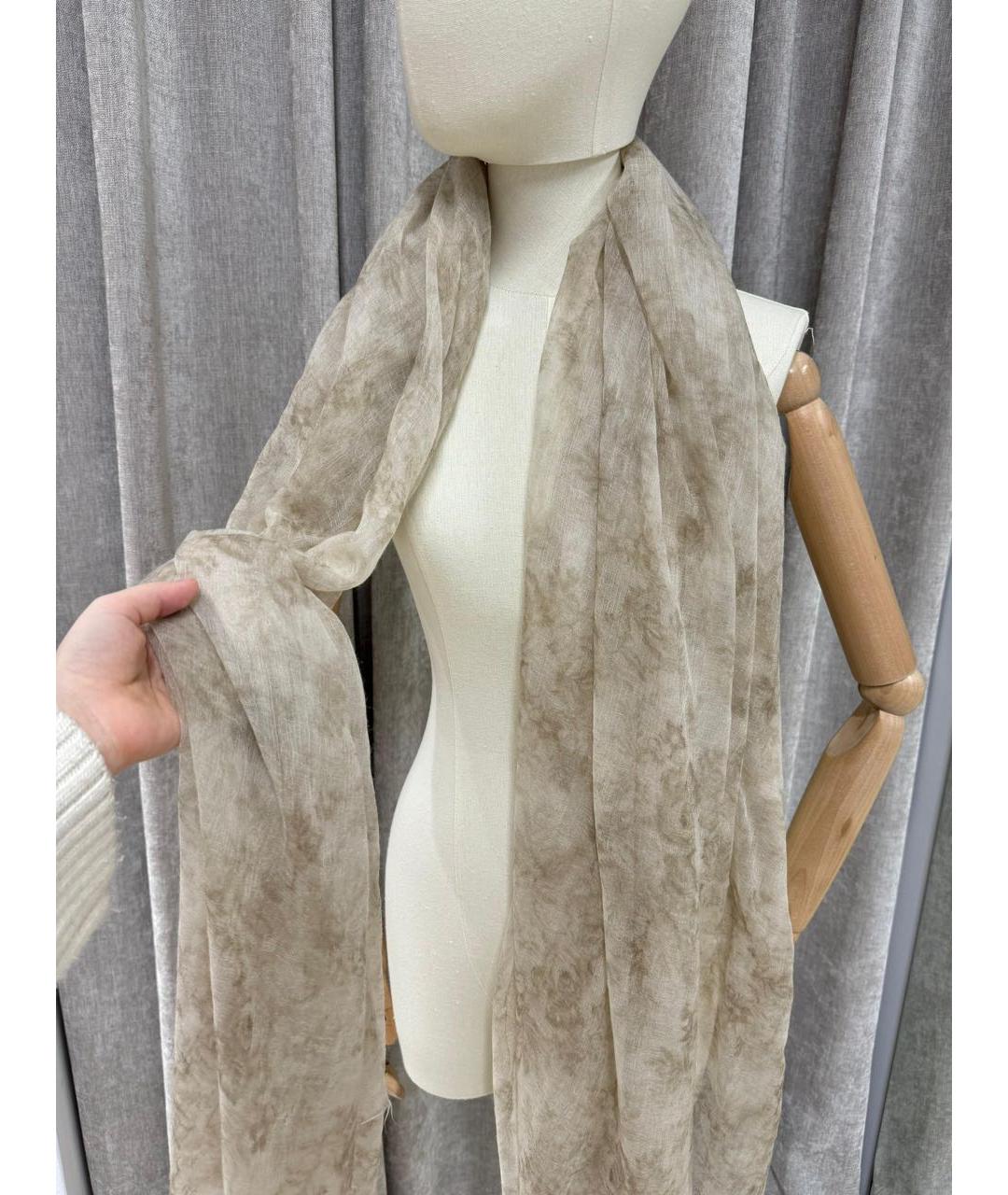 BRUNELLO CUCINELLI Бежевый кашемировый платок, фото 2