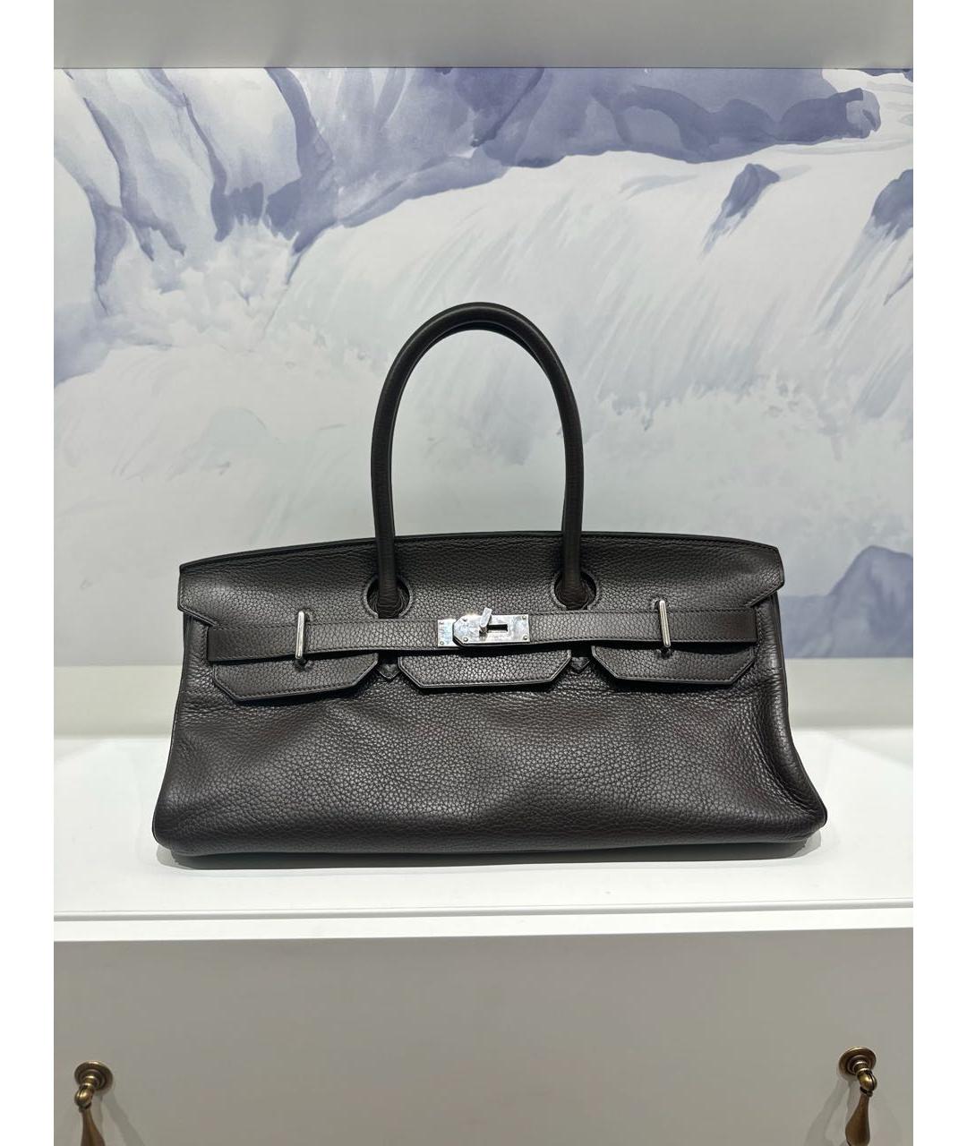 HERMES Коричневая кожаная сумка с короткими ручками, фото 8