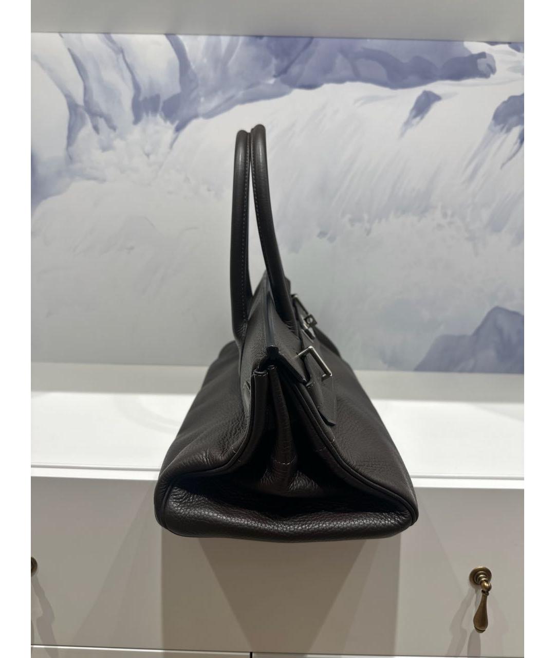 HERMES Коричневая кожаная сумка с короткими ручками, фото 4