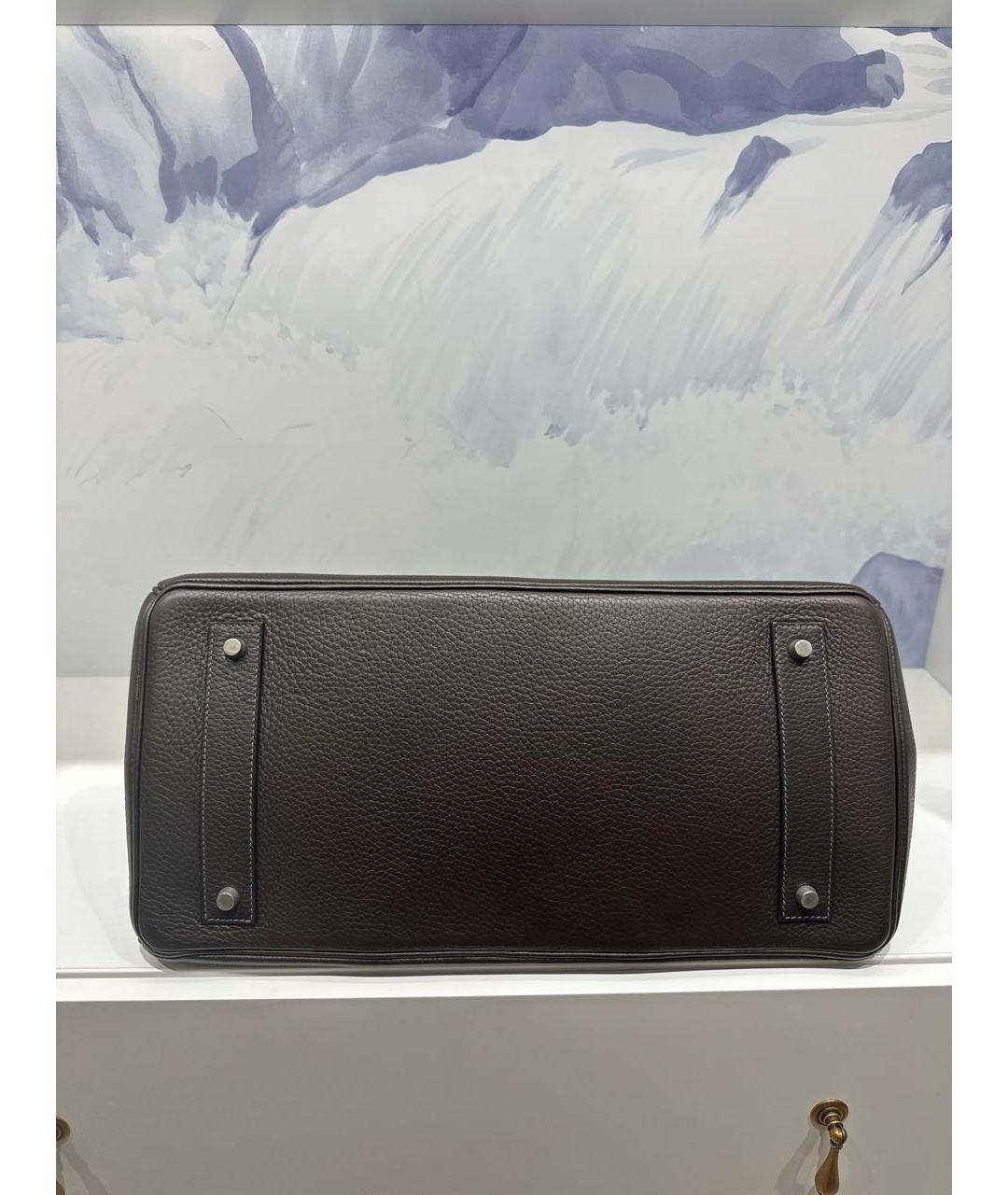 HERMES Коричневая кожаная сумка с короткими ручками, фото 5