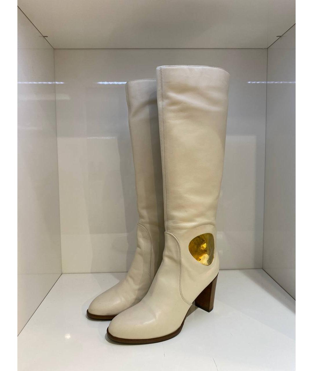 SERGIO ROSSI Белые кожаные сапоги, фото 2