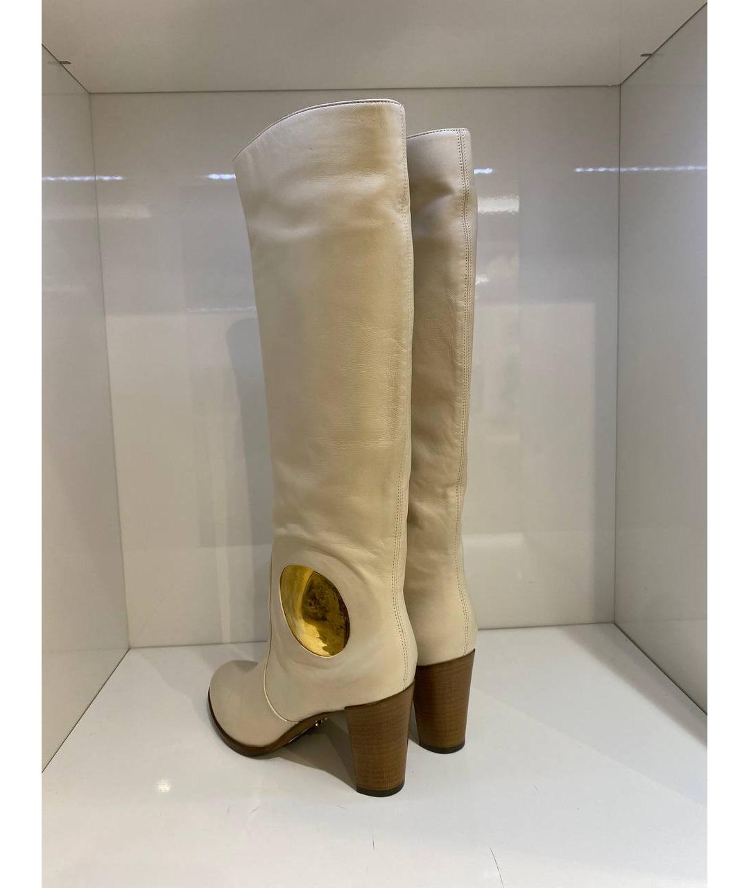 SERGIO ROSSI Белые кожаные сапоги, фото 3