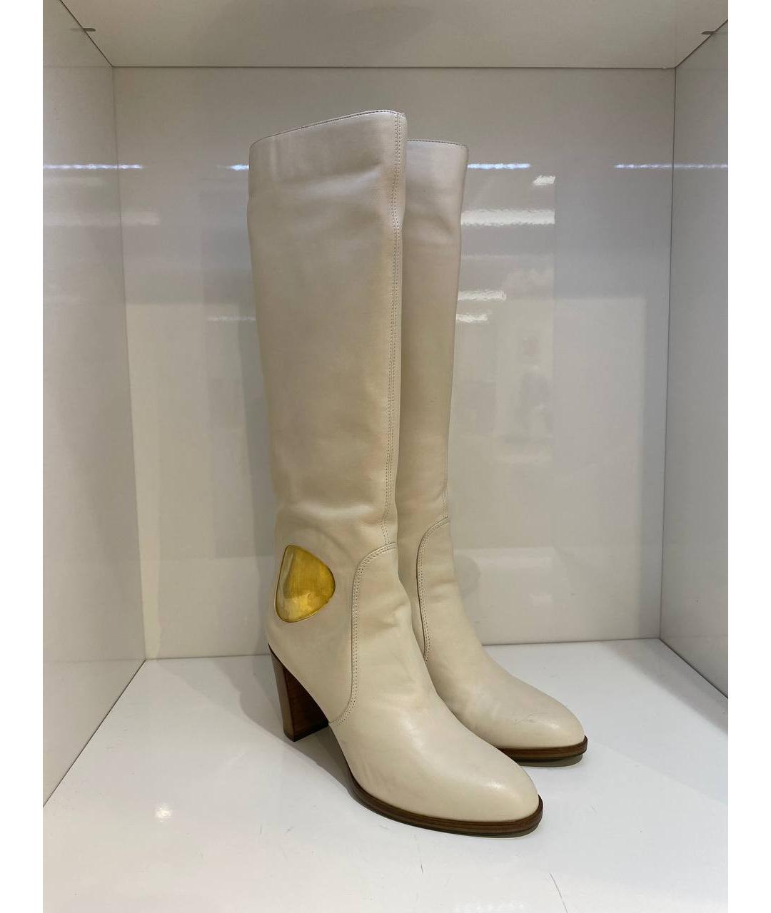 SERGIO ROSSI Белые кожаные сапоги, фото 4