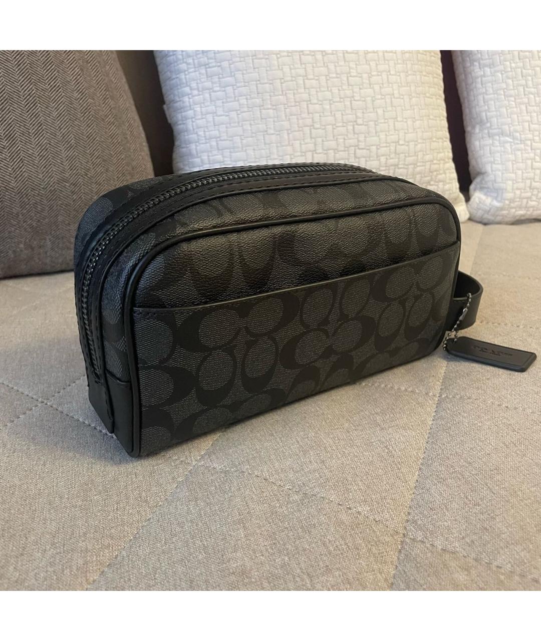 COACH Черная тканевая косметичка, фото 2