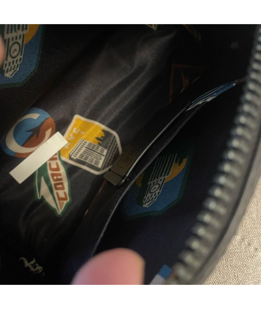 COACH Черная тканевая косметичка, фото 4