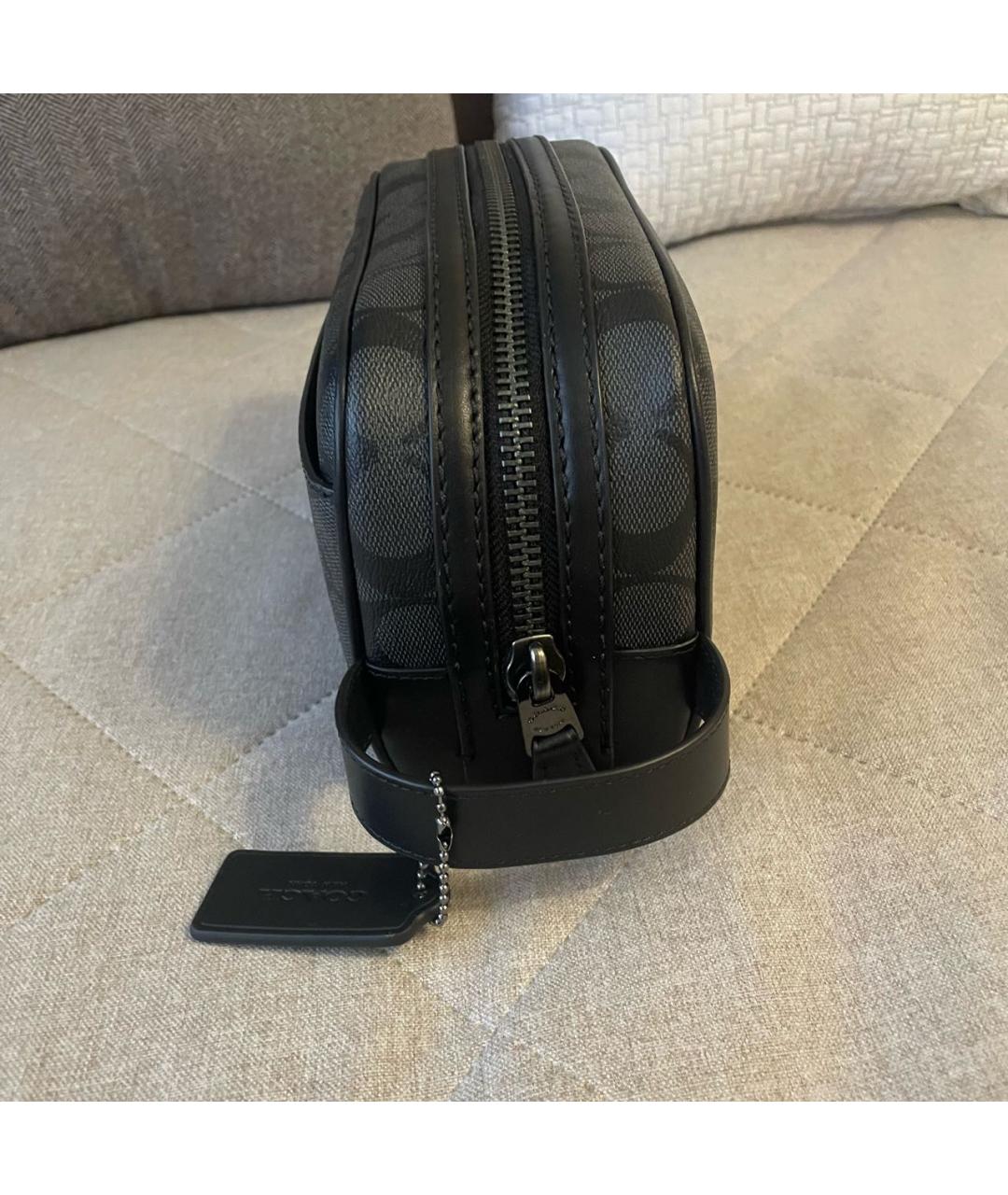 COACH Черная тканевая косметичка, фото 6