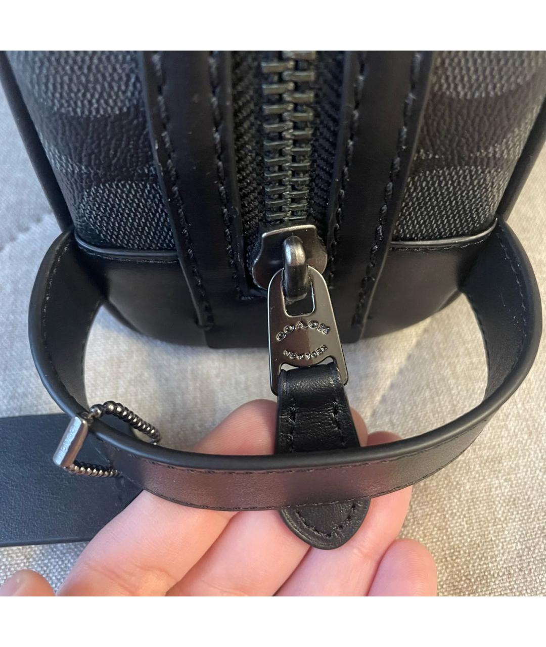 COACH Черная тканевая косметичка, фото 8